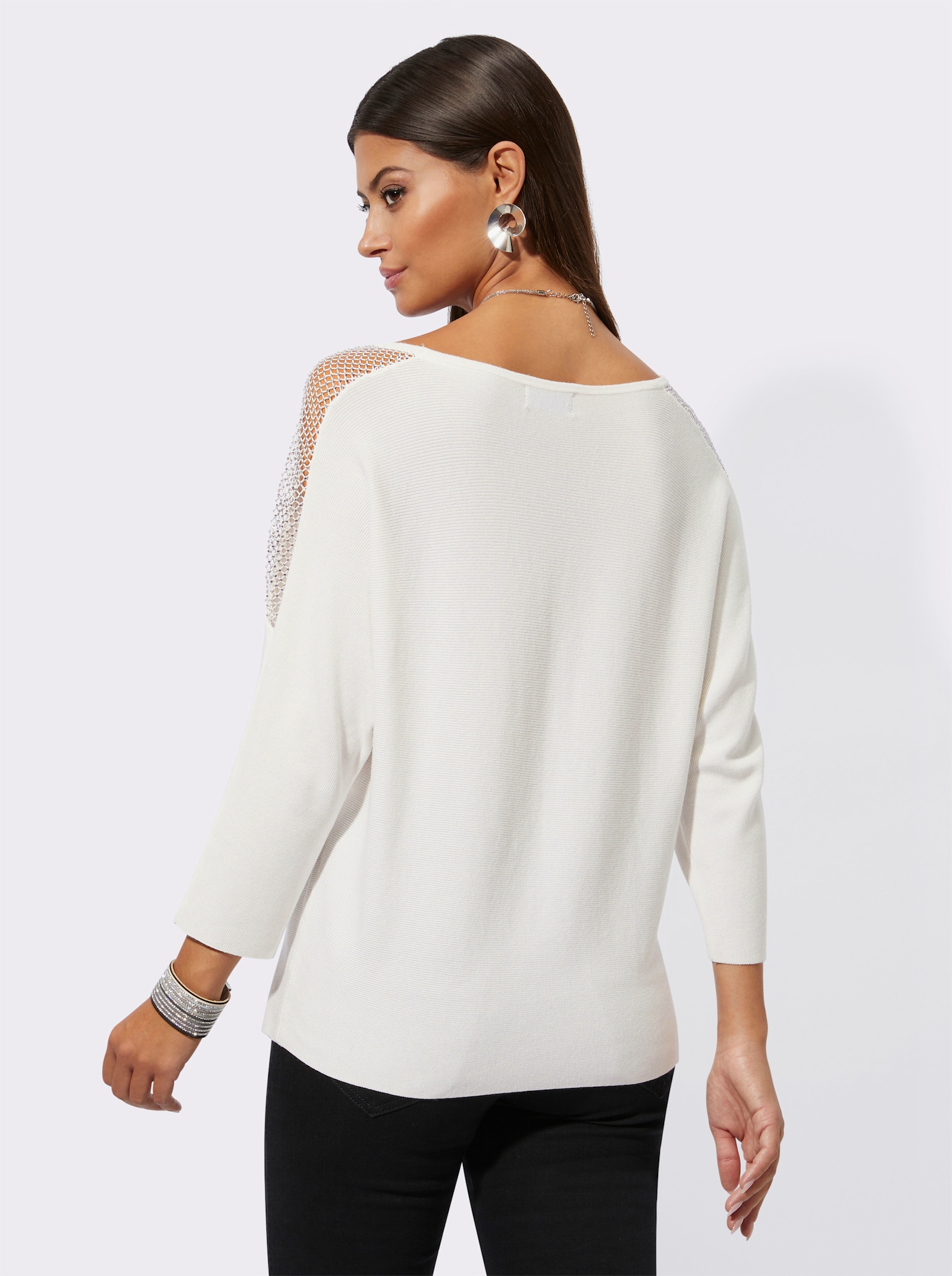 Oversize-Pullover im Mix aus Lyocell und Viskose - ecru