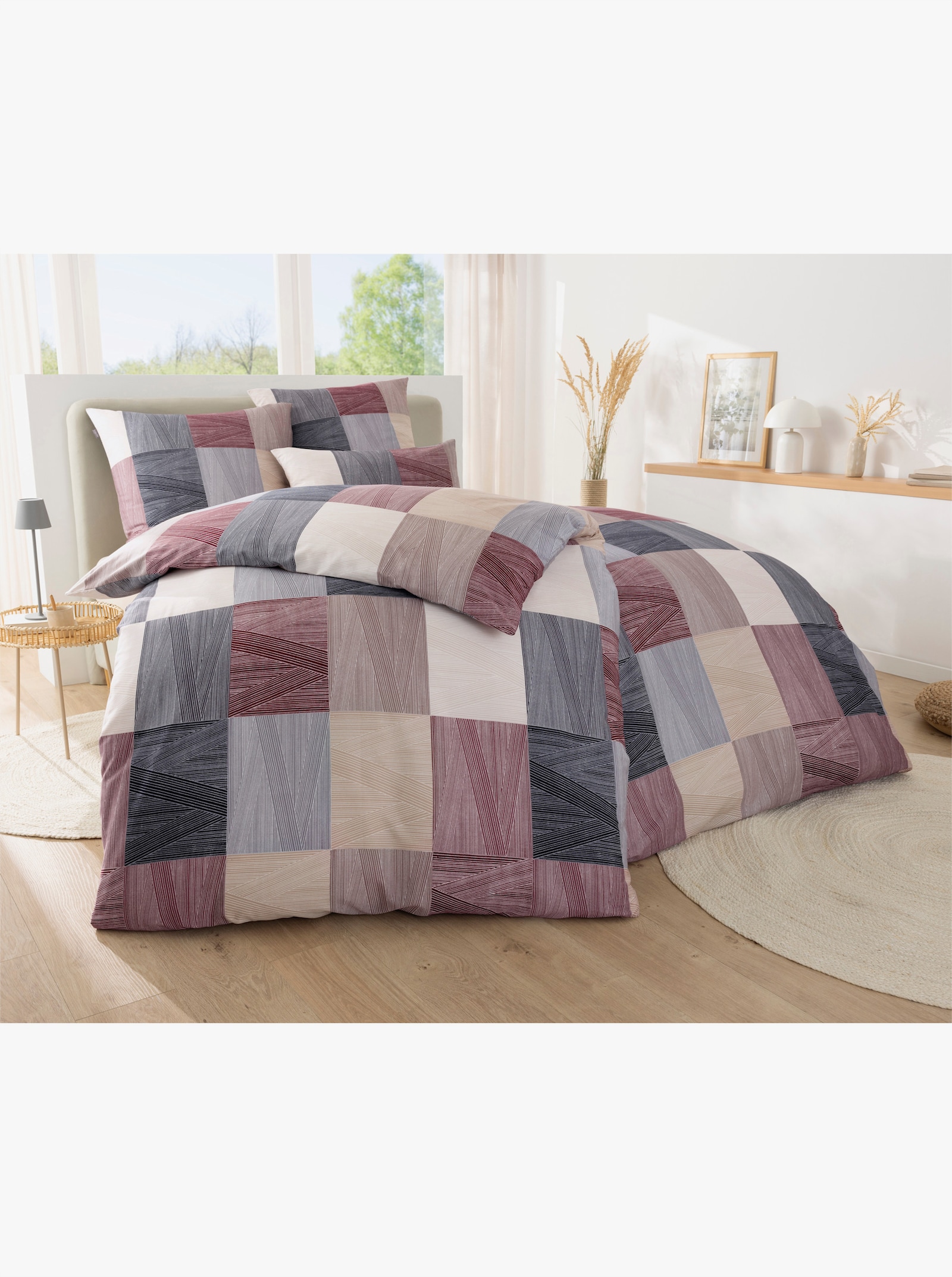 Irisette Bettwäsche - grau-malve-bedruckt