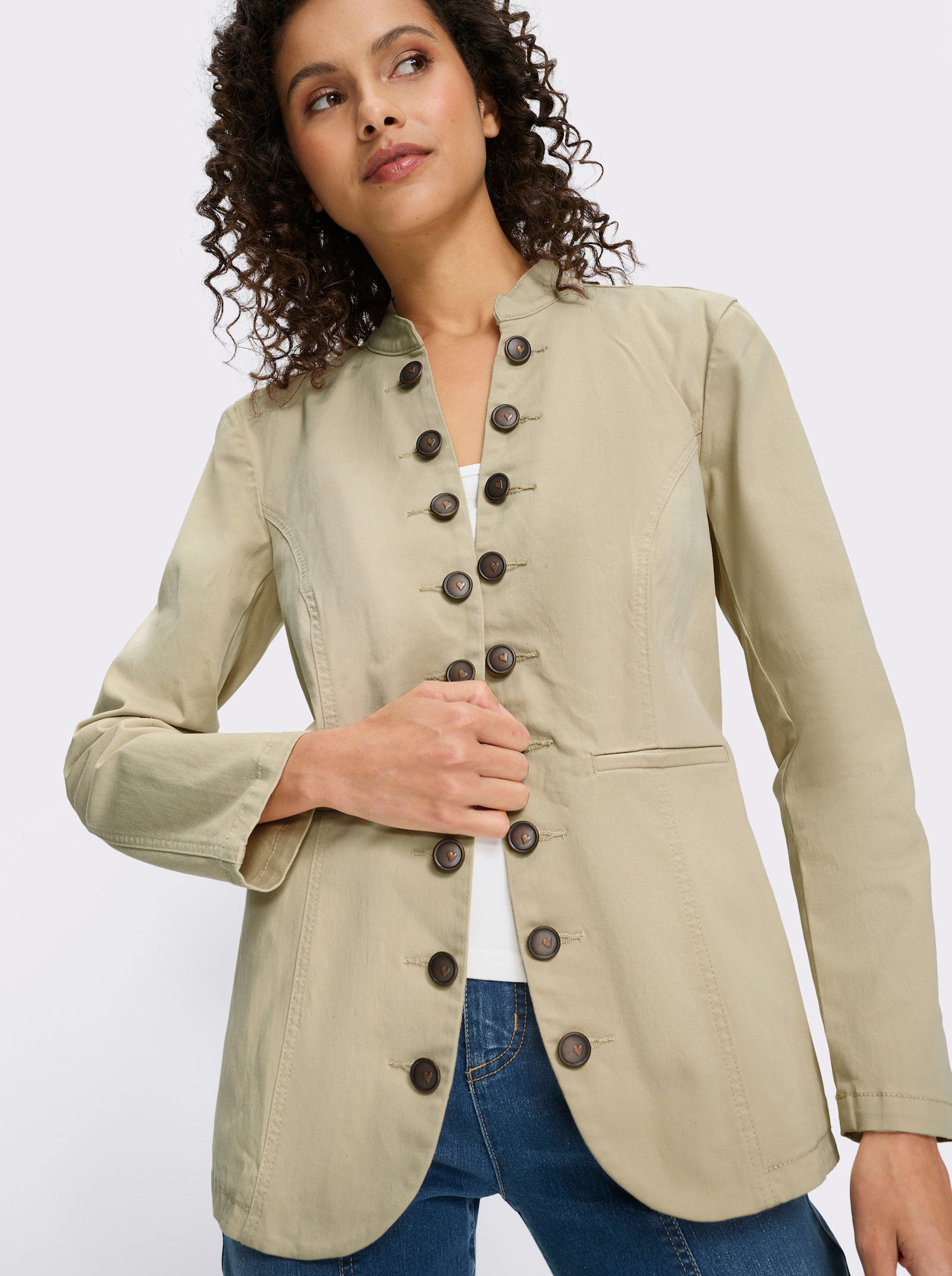 heine Jeansblazer mit Häkchenverschluss - sand