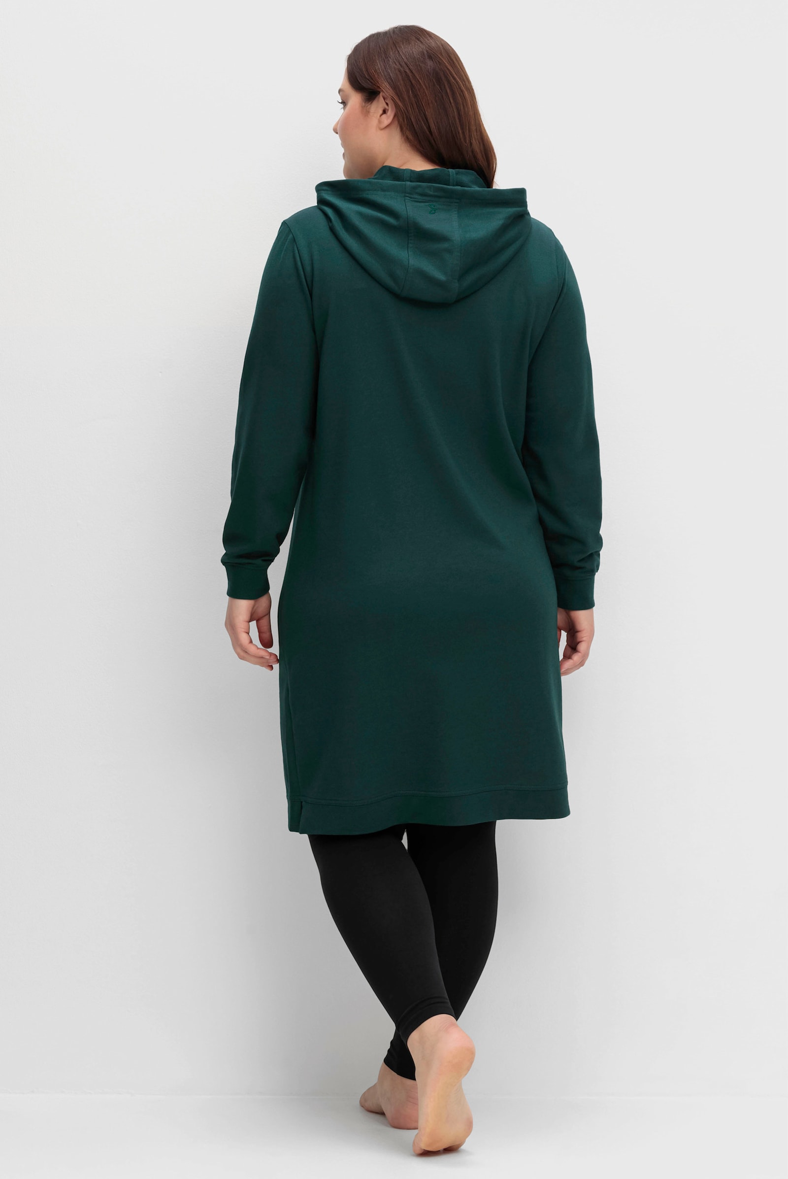sheego Sweatkleid mit Kängurutasche, kniefrei - tiefgrün