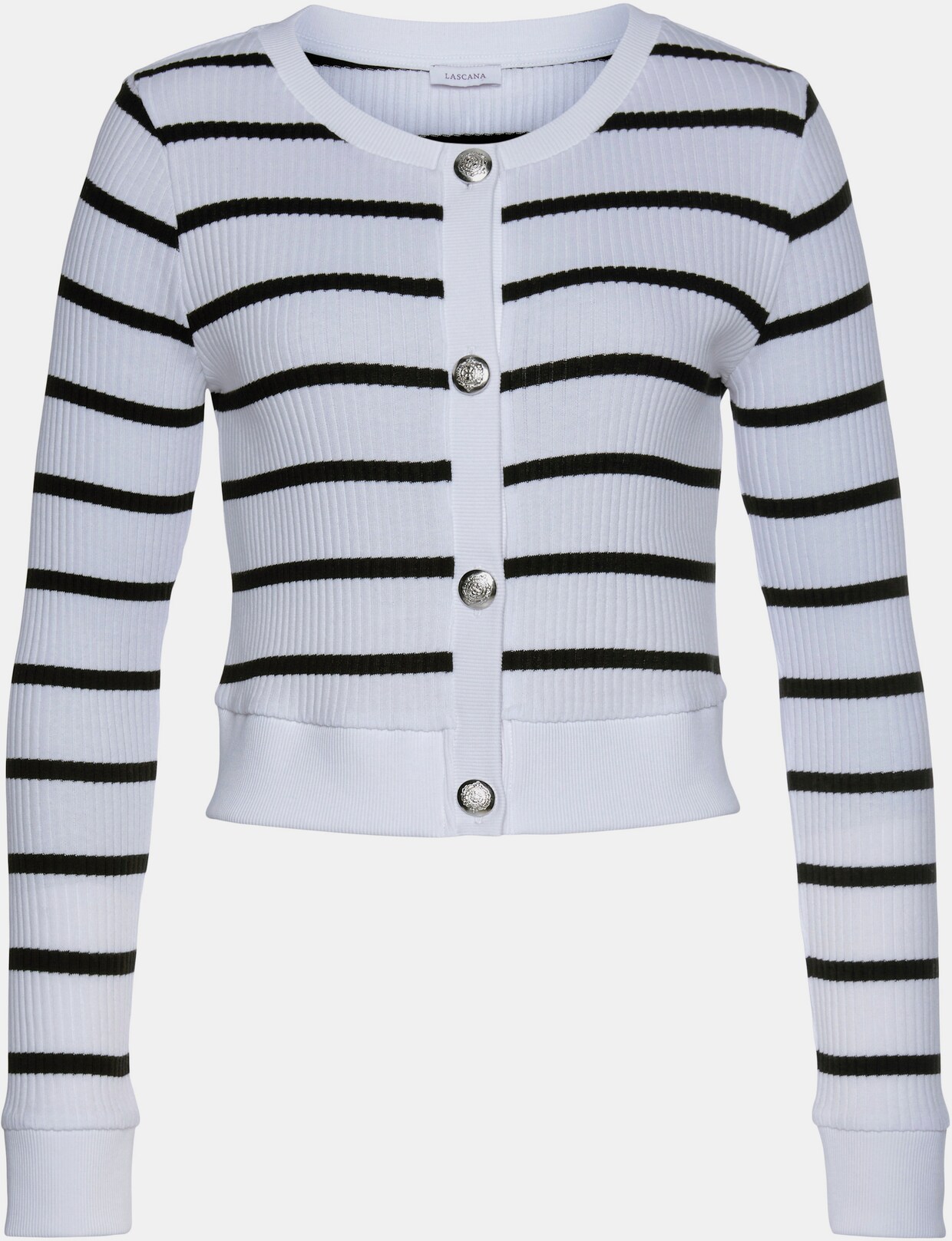 LASCANA Shirtjacke - weiß-schwarz-gestreift