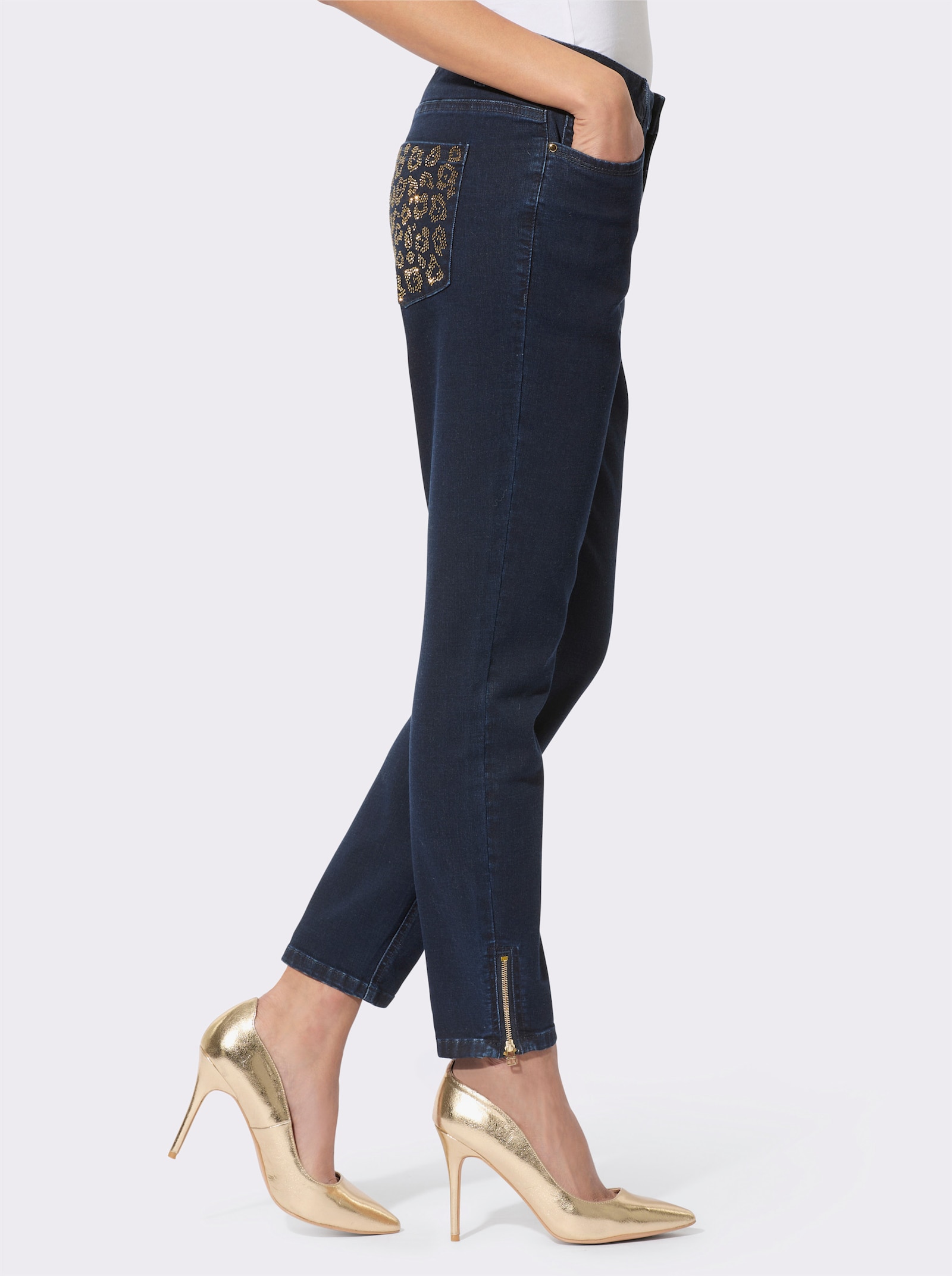 5-Pocket-Jeans im edlen Material-Mix - dark blue