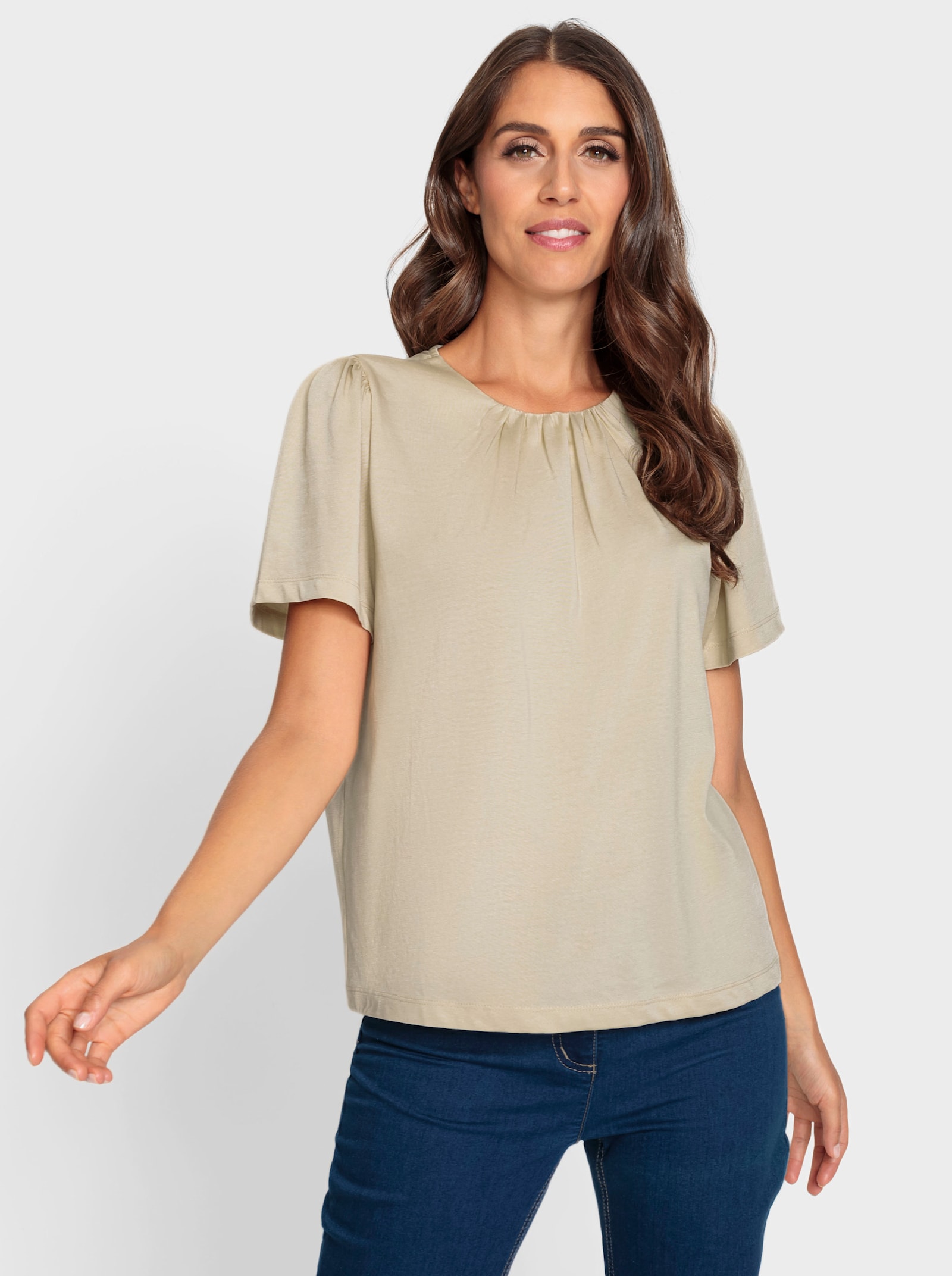 heine Kurzarmshirt mit Flügelärmeln - sand