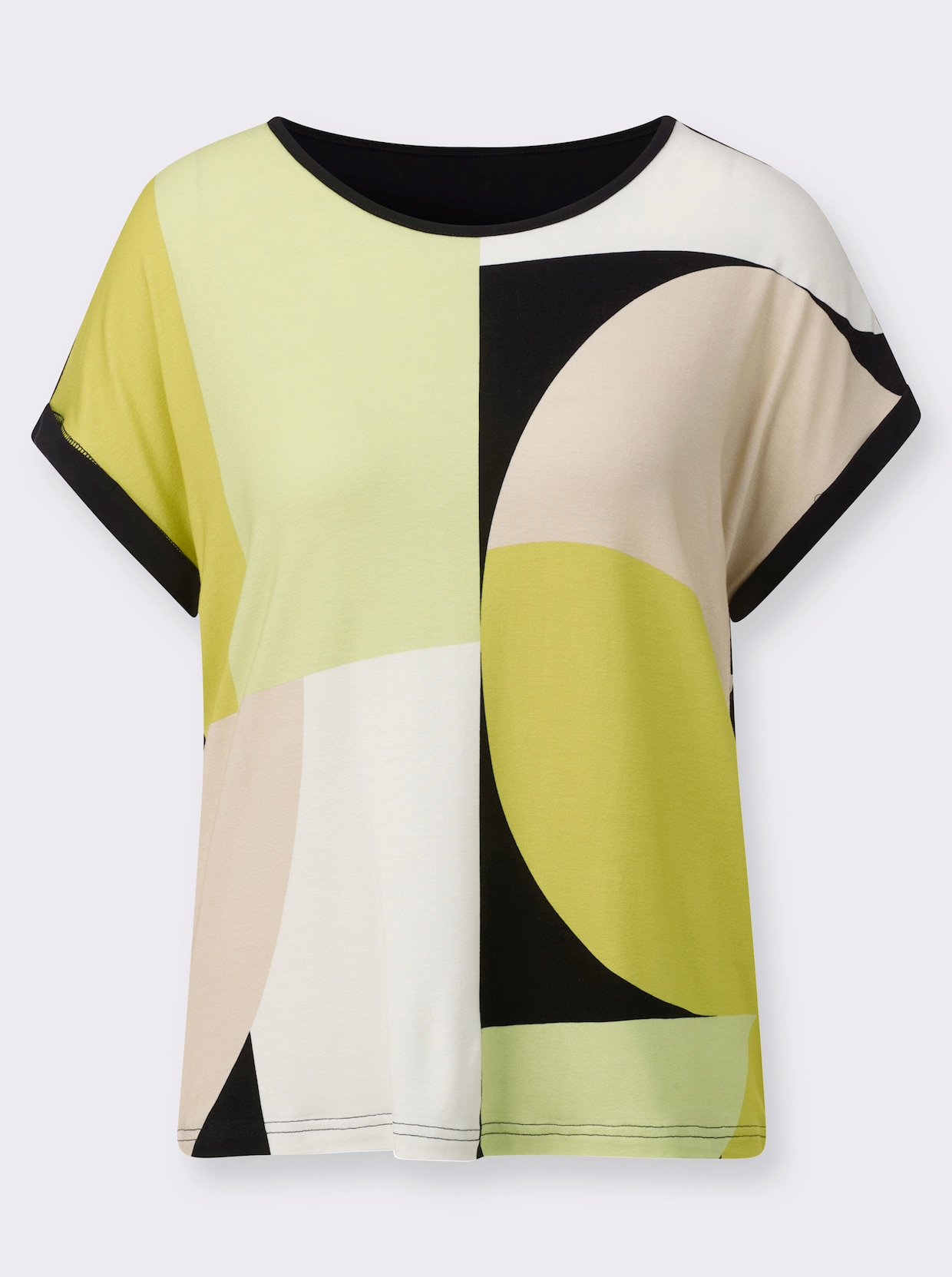 Print-Shirt - pistazie-schwarz-bedruckt