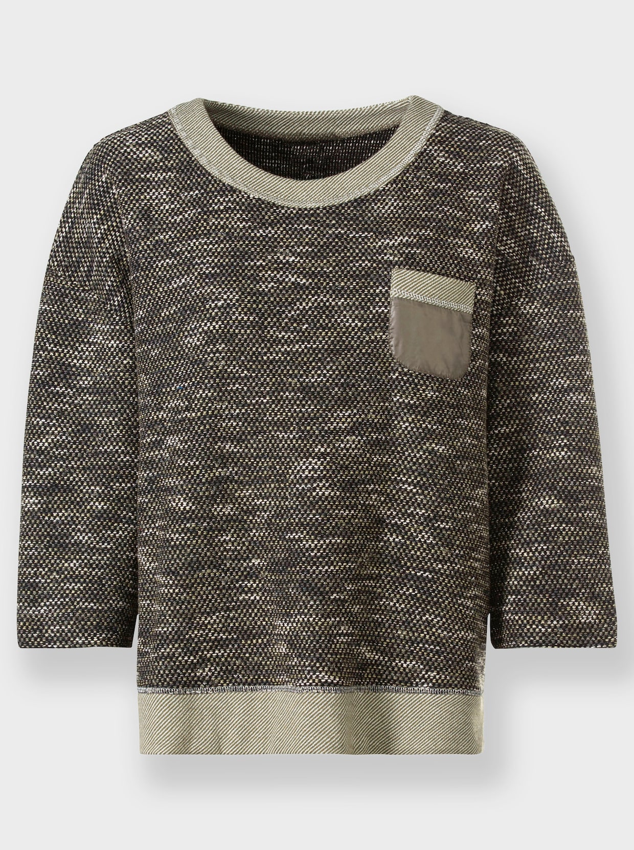 heine Pullover met 3/4-mouwen - kaki gemêleerd