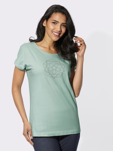 Freizeitshirt mit fixiertem Ärmelaufschlag - kalkmint