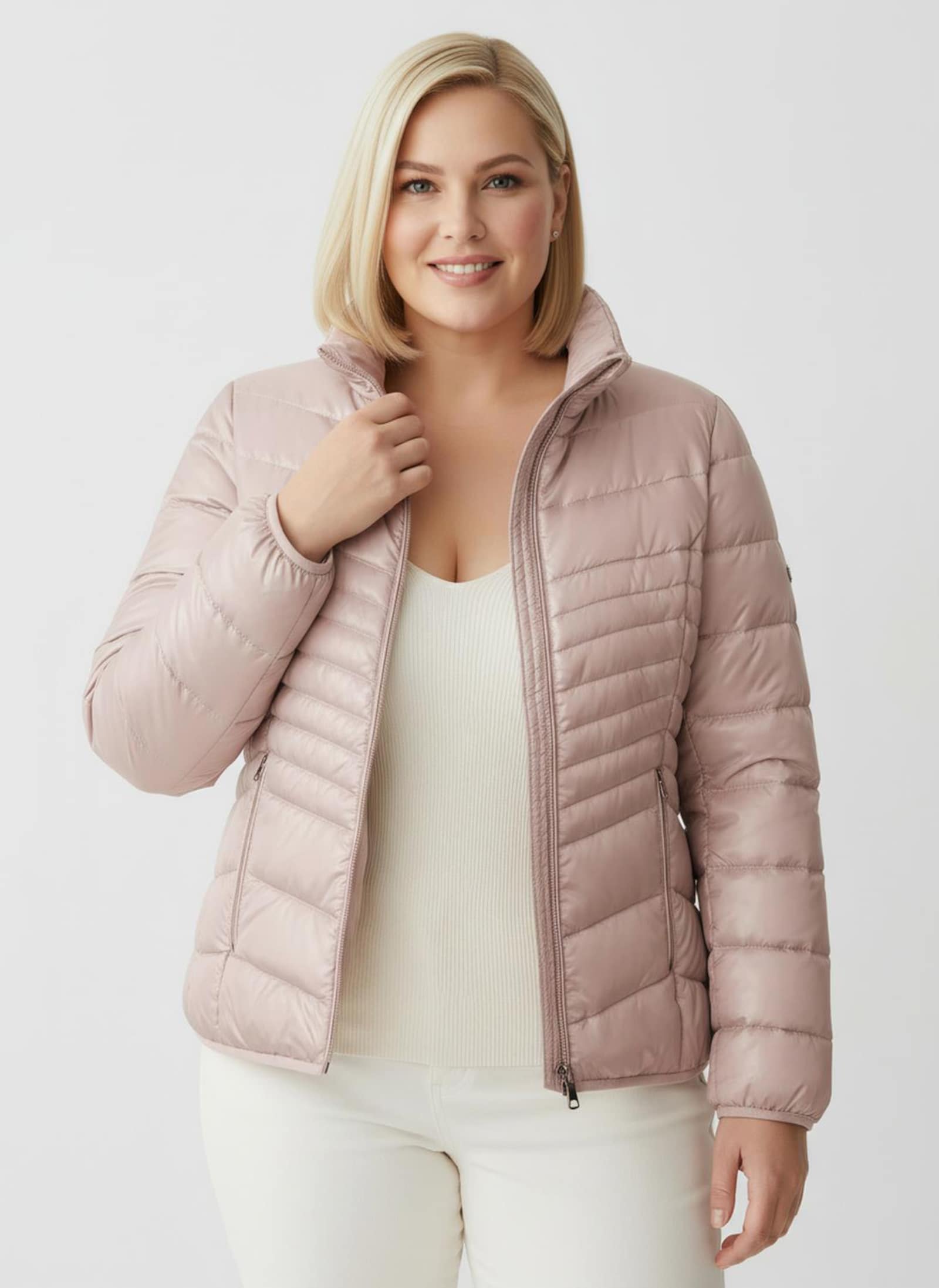 Steppjacke mit abzippbaren Ärmeln - puder