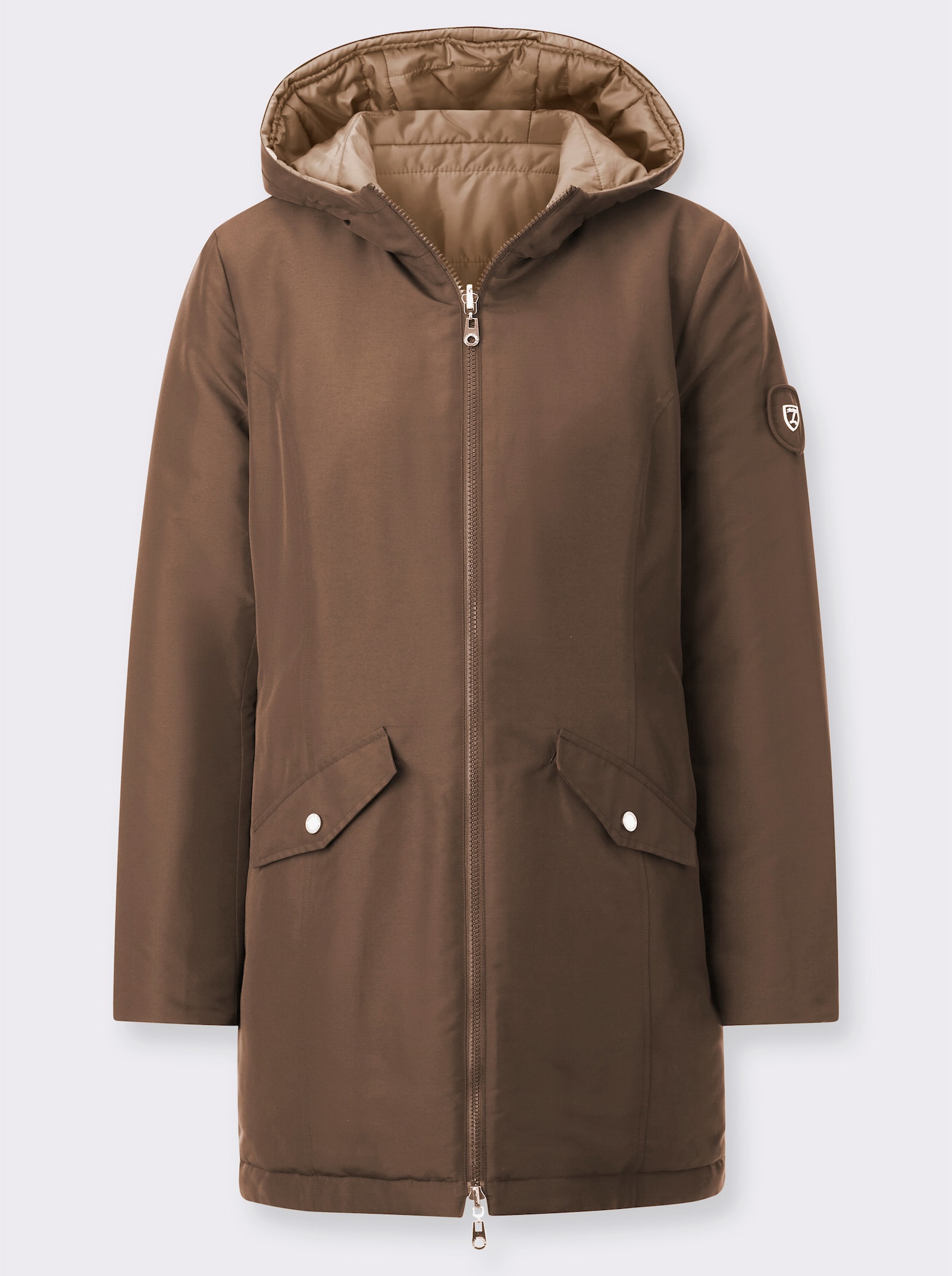 Wendejacke jede Seite mit Taschen - braun-camel