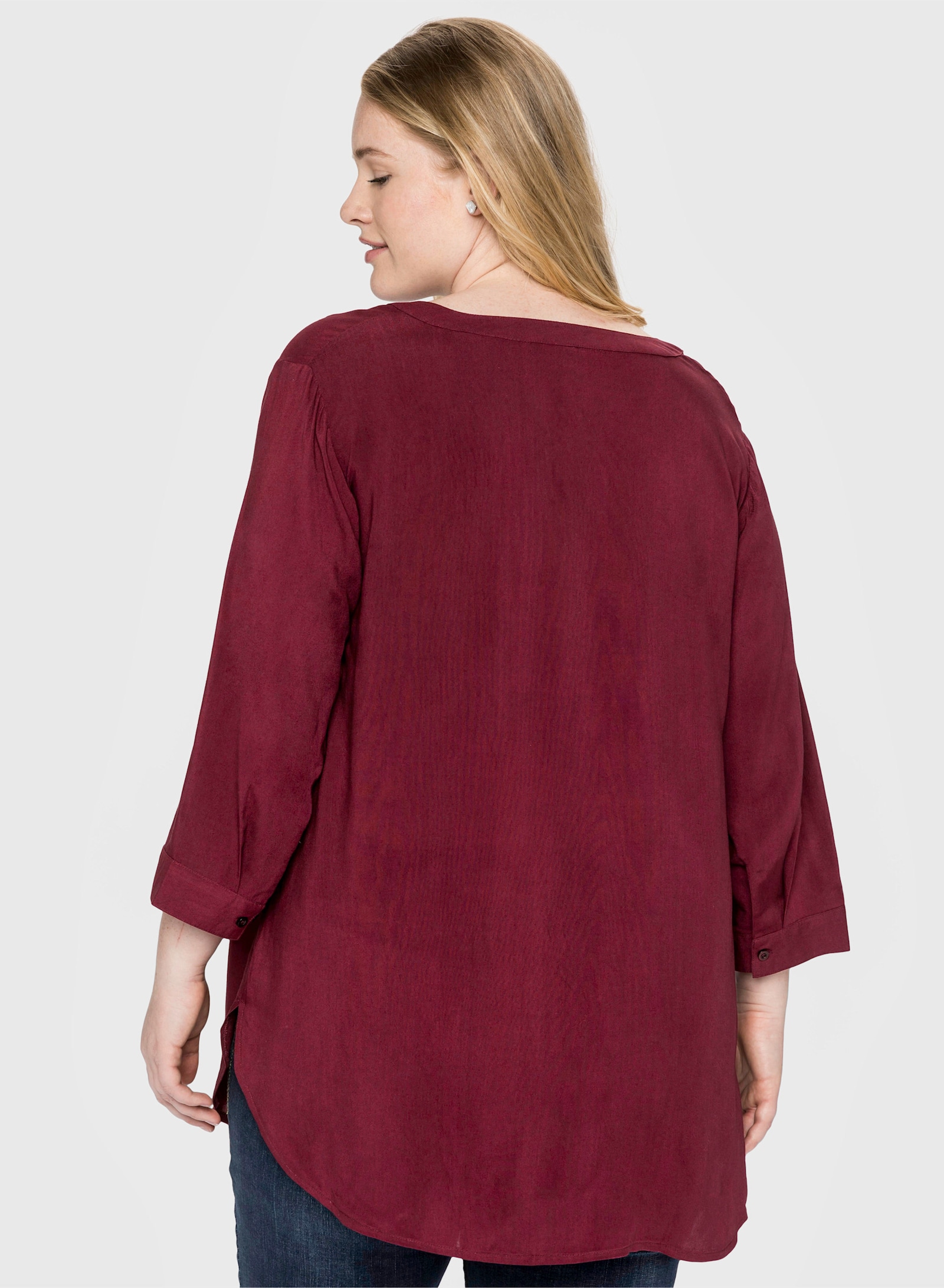 sheego Tunika mit dekorativer Falte - weinrot