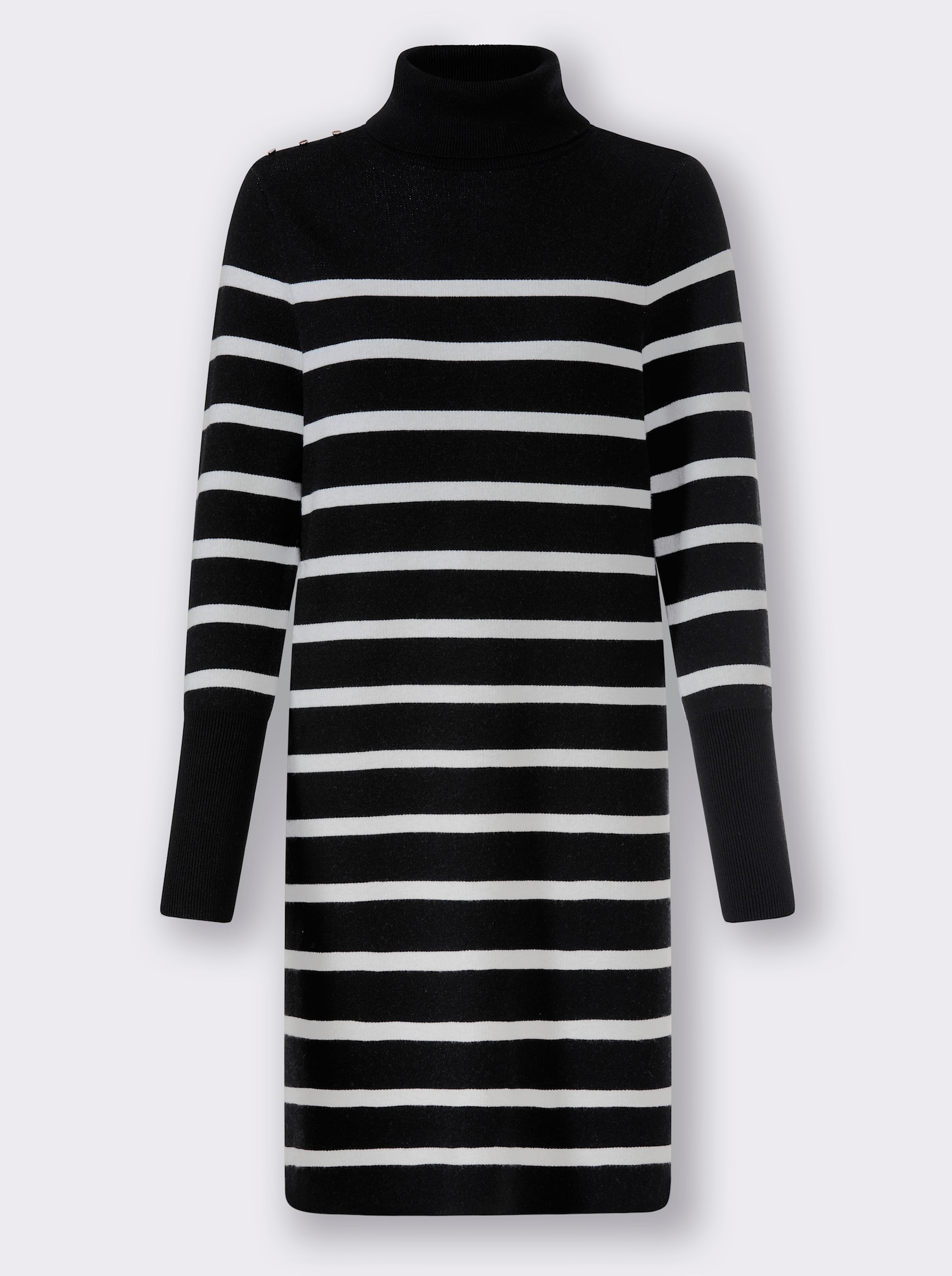 heine Strickkleid mit Ringelmuster - schwarz-ecru-gestreift