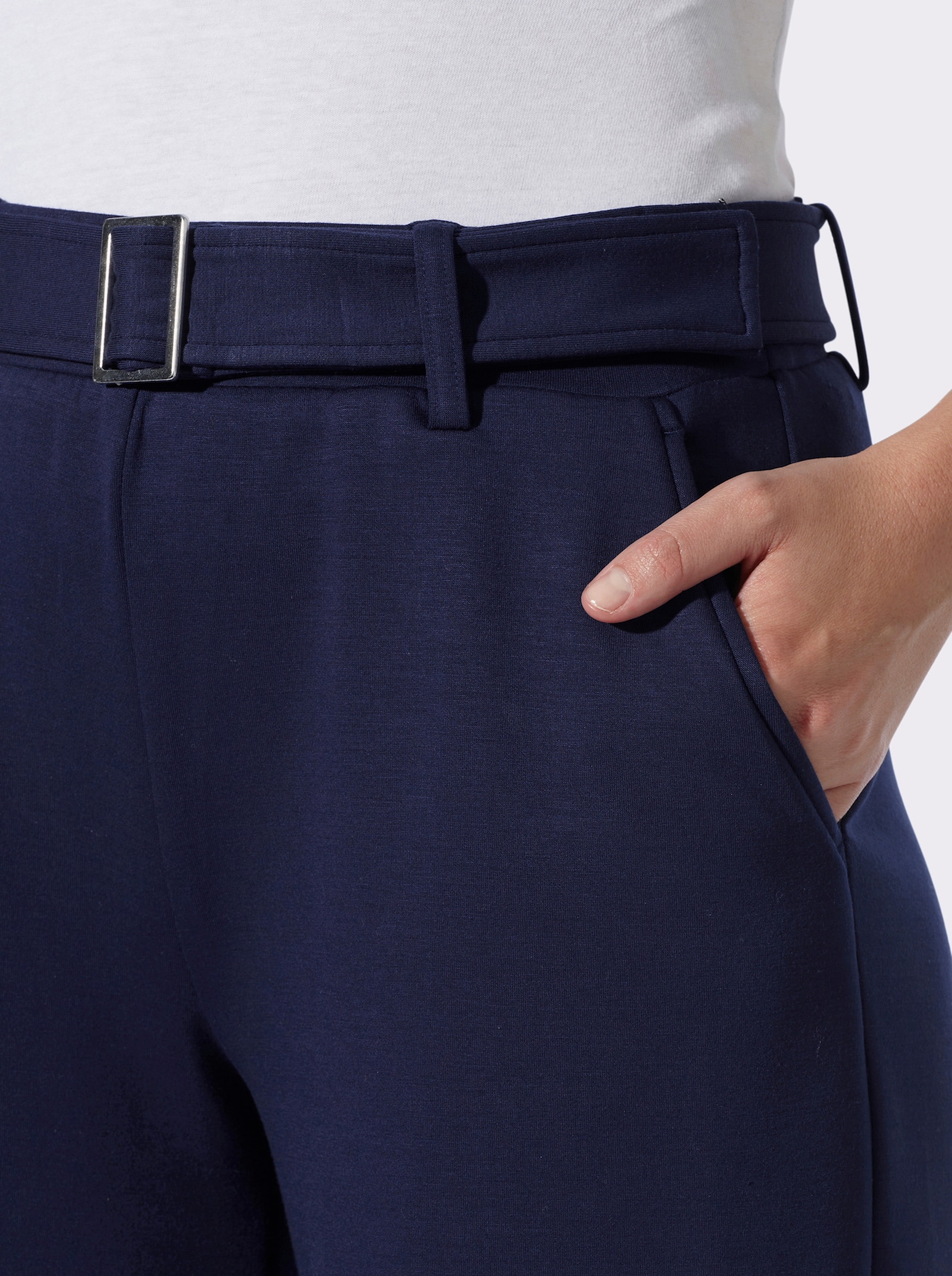 heine Jerseyhose mit Gürtel - marine