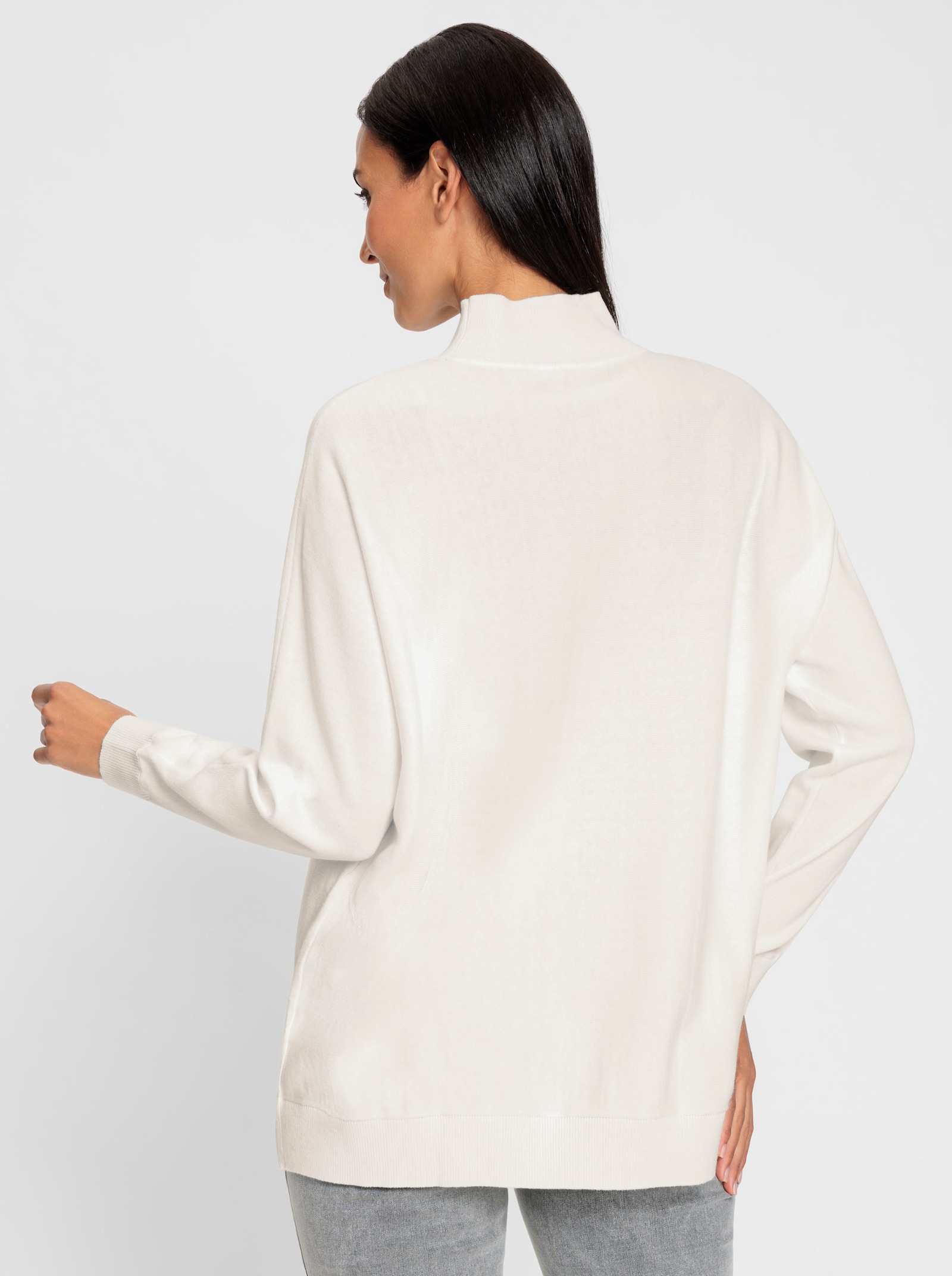 heine Stehkragenpullover mit Fledermaus-Ärmel - ecru