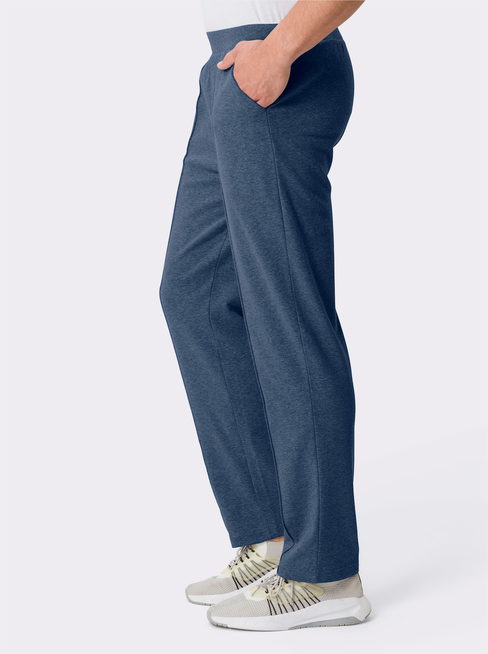 Kalhoty pro volný čas melanžového vzhledu - džínová modrá-melír