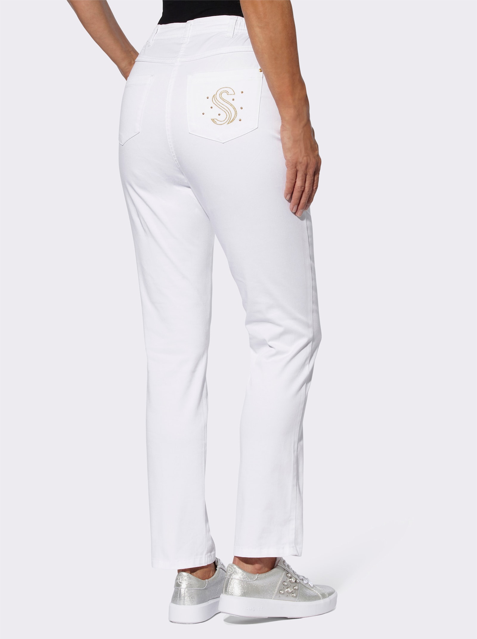 Jeans mit Taschen-Verzierung - weiß