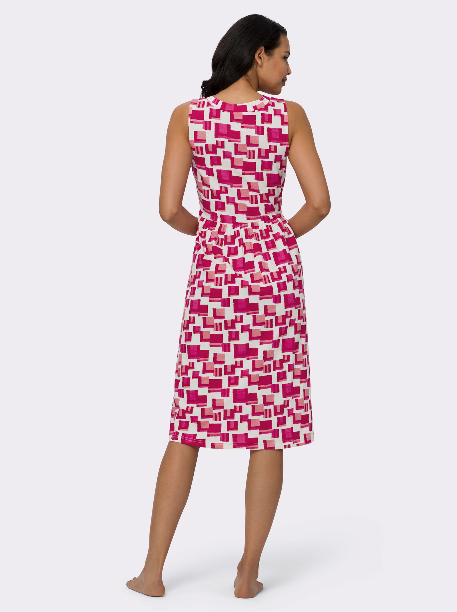 Sommerkleid in A-Form - champagner-pink-bedruckt