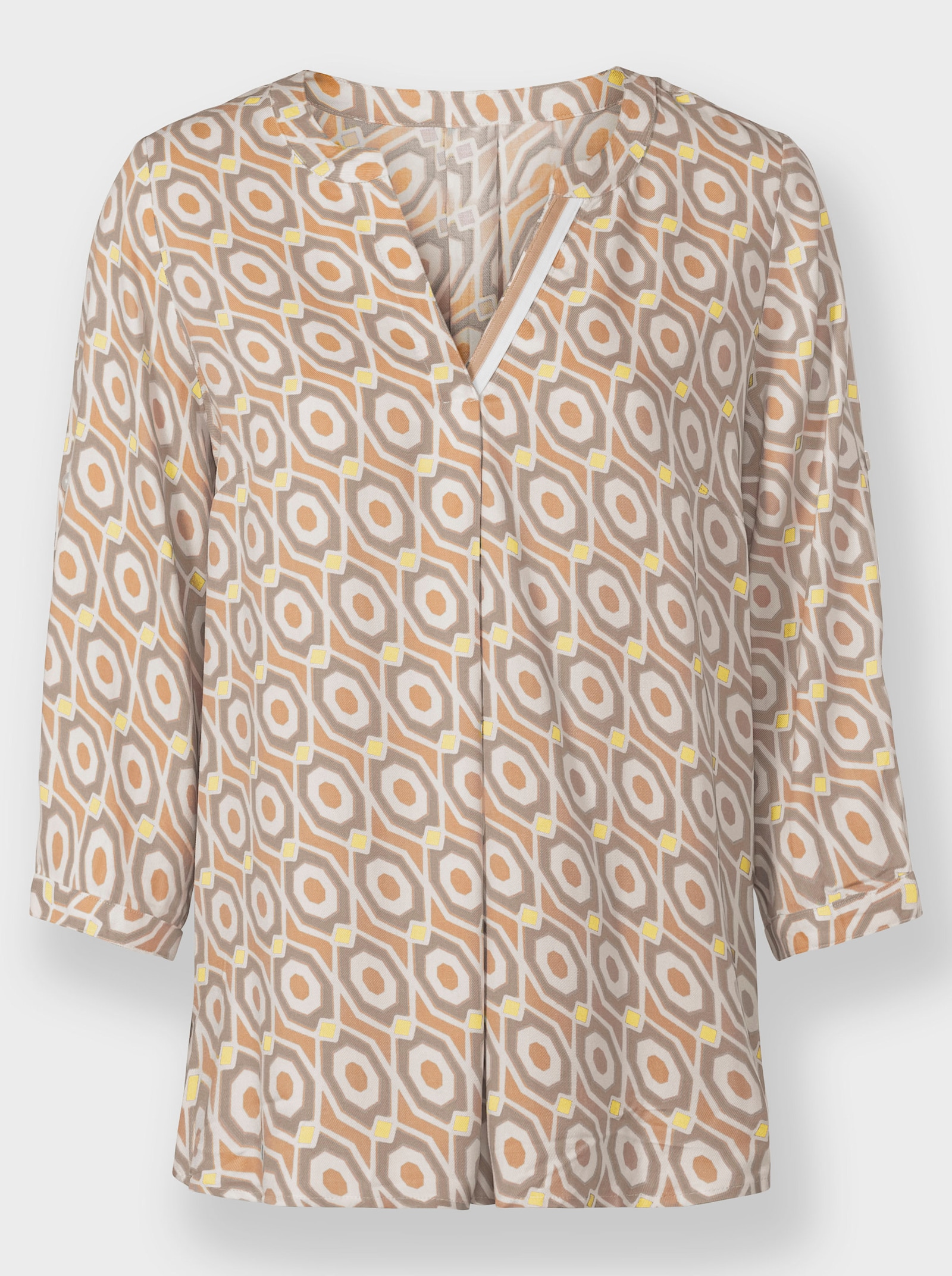 heine Schlupf-Bluse mit Seitenschlitzen - ecru-sesam-bedruckt