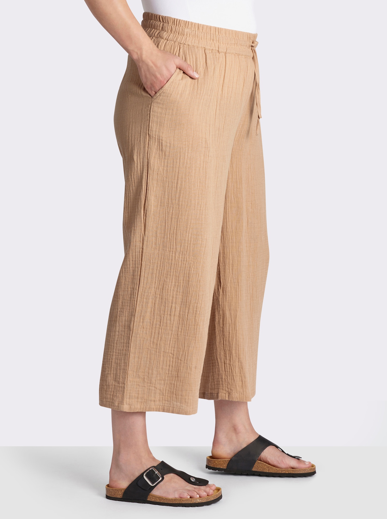 Culotte in Struktur-Qualität - camel