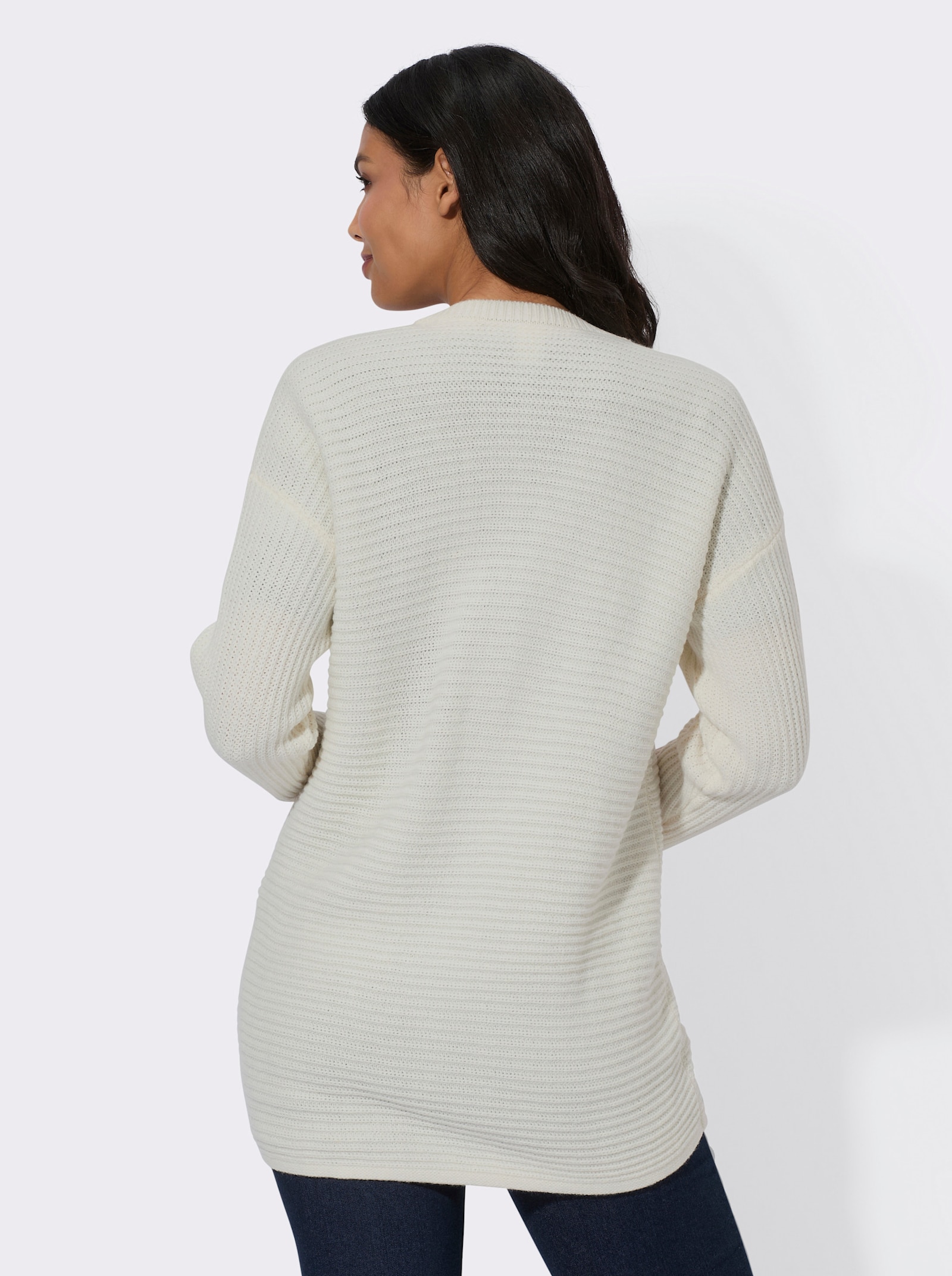 Strickjacke oversized geschnitten - ecru-camel-gemustert