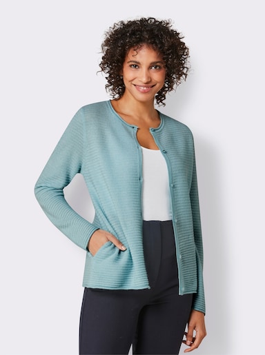 CREATION L PREMIUM Kaschmir-Strickjacke mit feinen Rollkanten - kalkmint