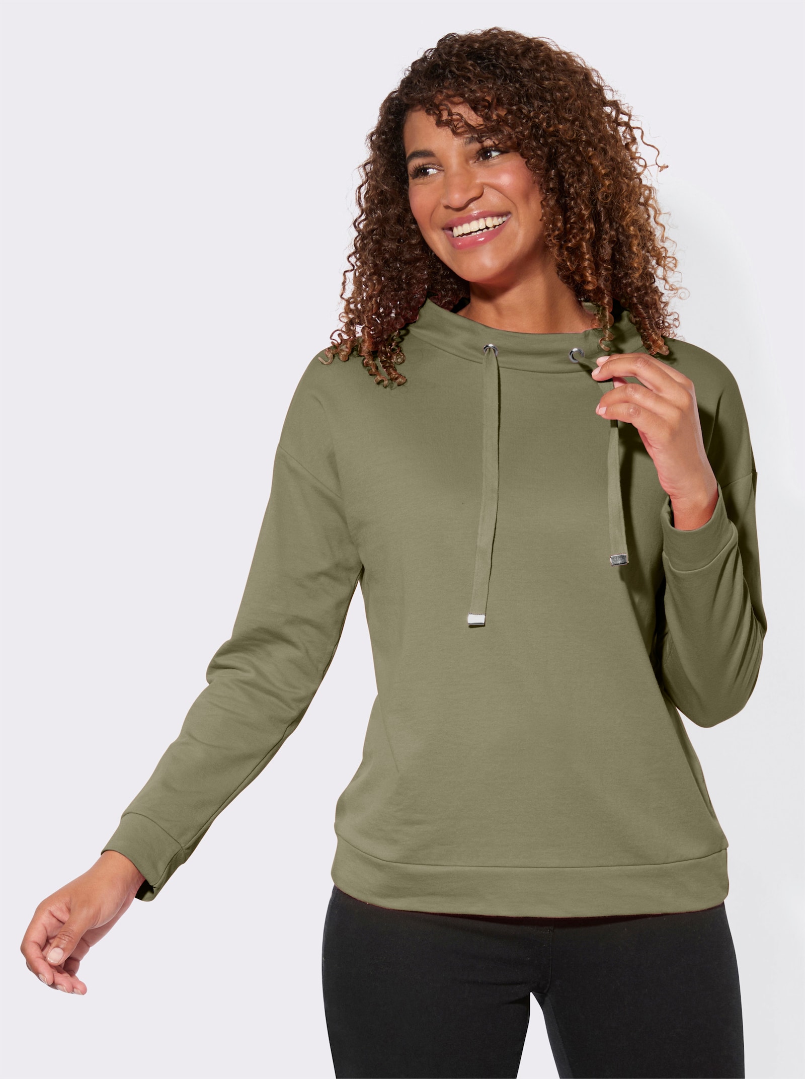 Sweatshirt mit Kordelzug - khaki