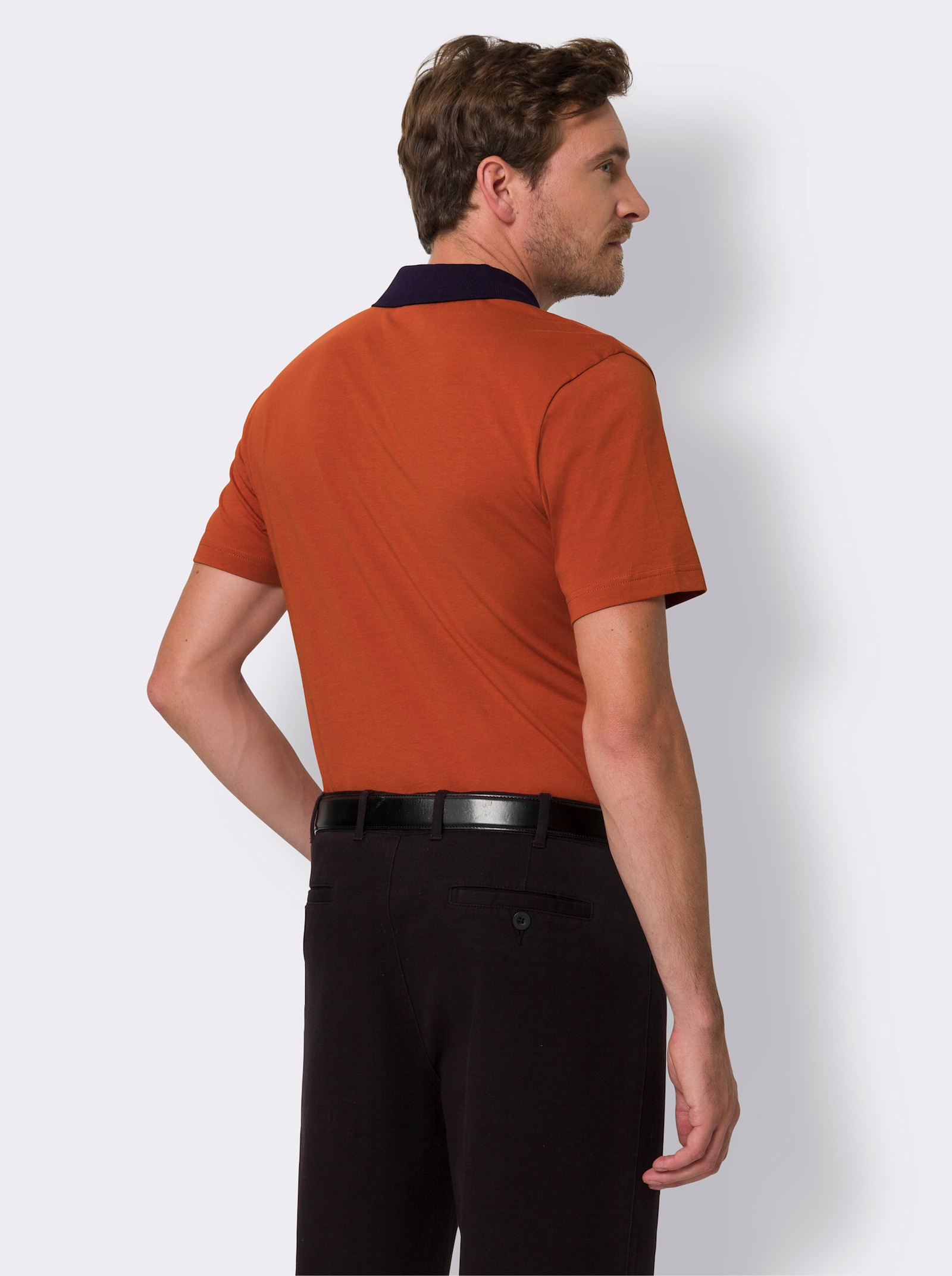 Poloshirt mit Kontrast-Details - rostrot