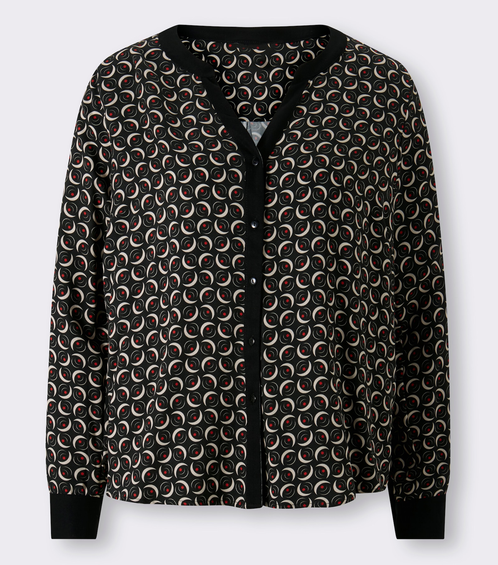 heine Druckbluse aus Viskose - schwarz-rot-gemustert