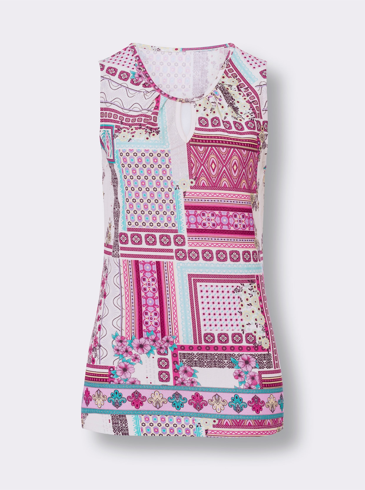 heine Shirttop - champagne/pink bedrukt