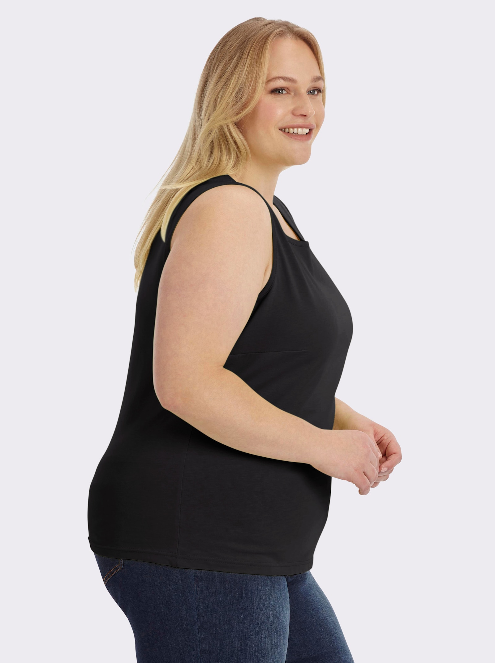 Trägertop mit Rundhals-Ausschnitt - schwarz