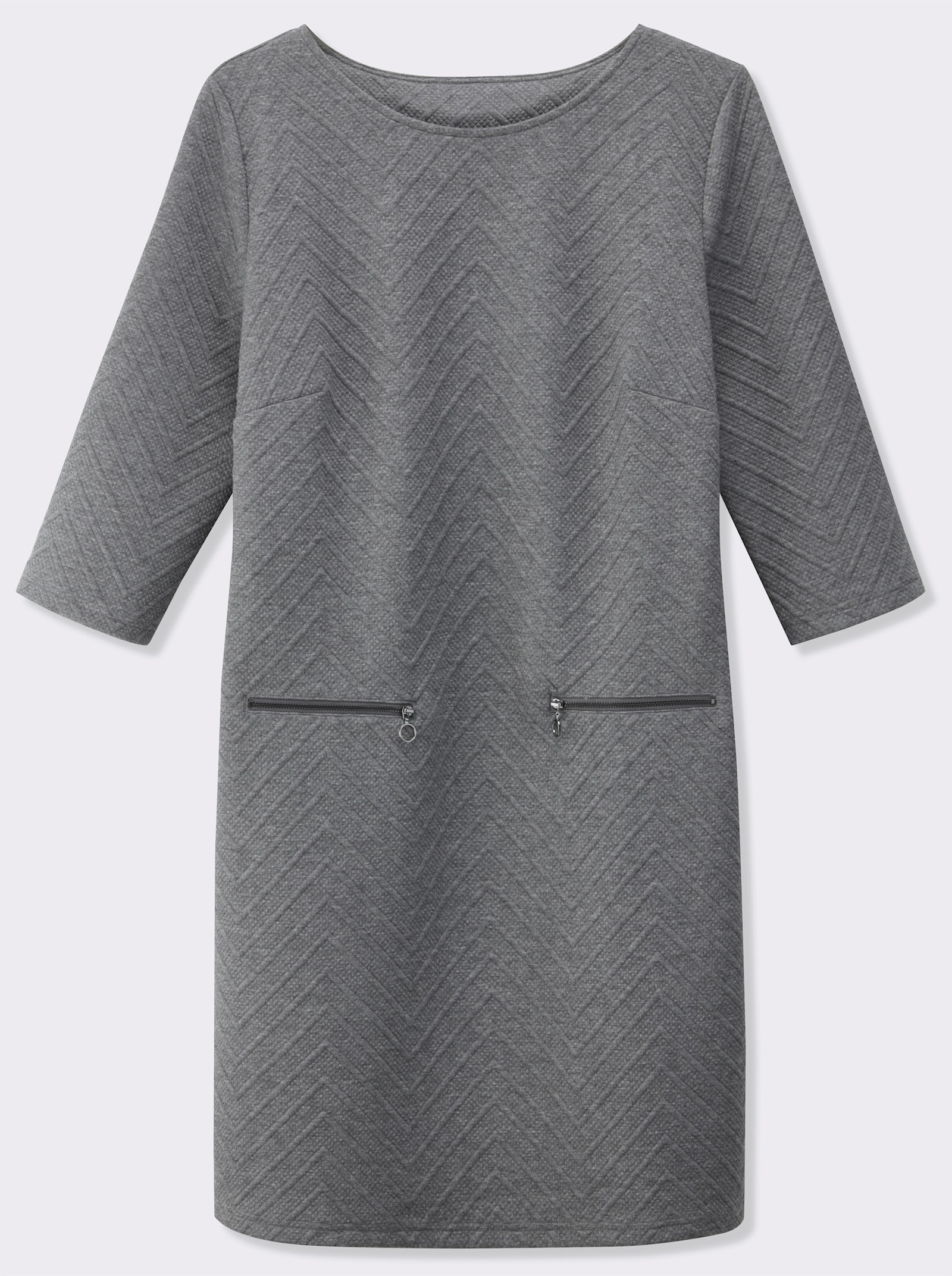 Druckkleid in Jersey-Jacquard-Qualität - grau-meliert