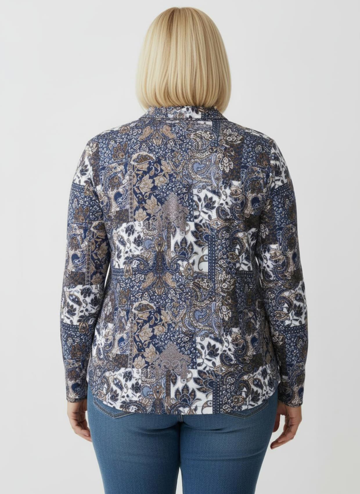 Print-Shirt mit Paisley-Dessin - taubenblau-bedruckt