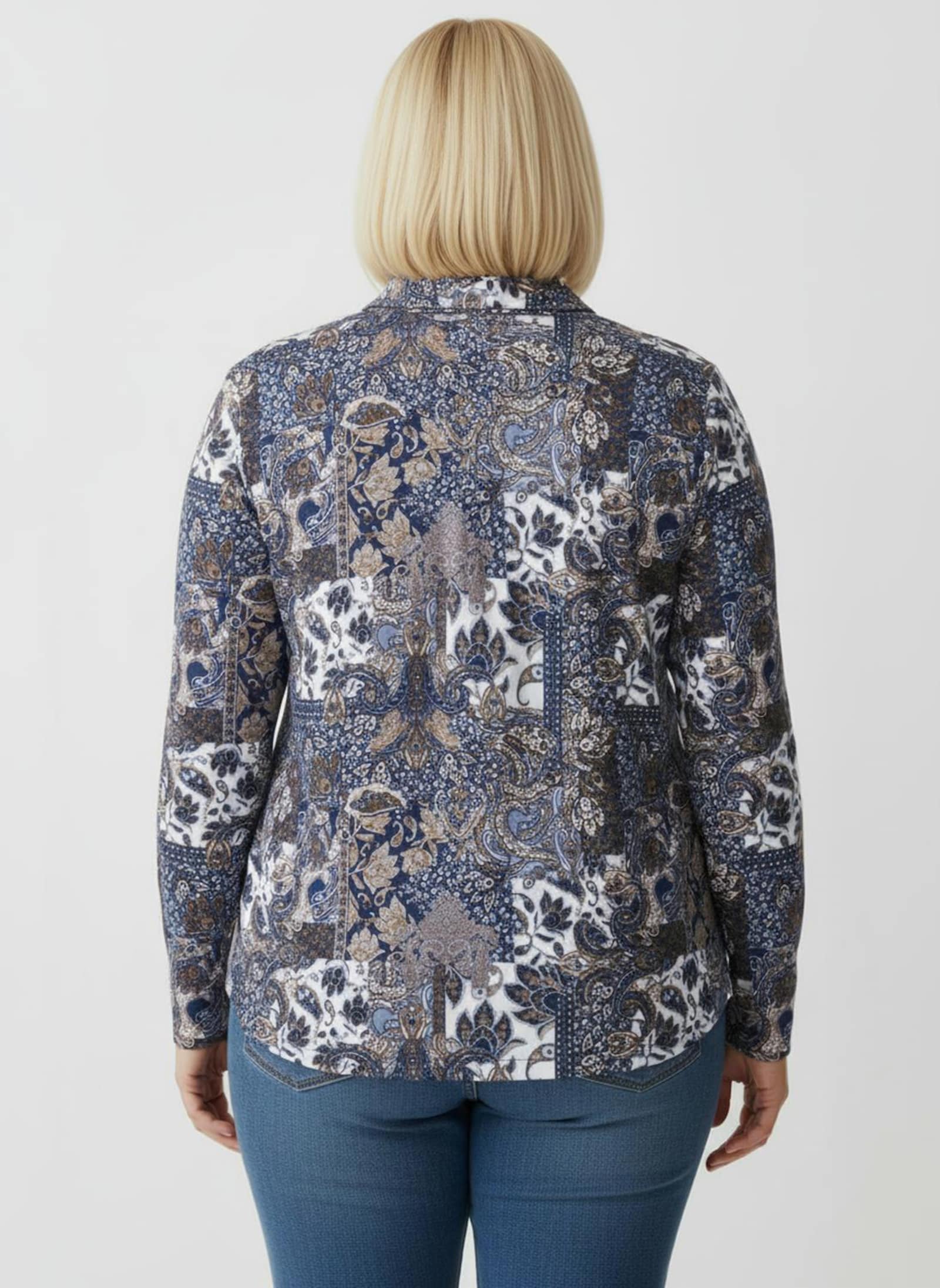 Print-Shirt mit Paisley-Dessin - taubenblau-bedruckt