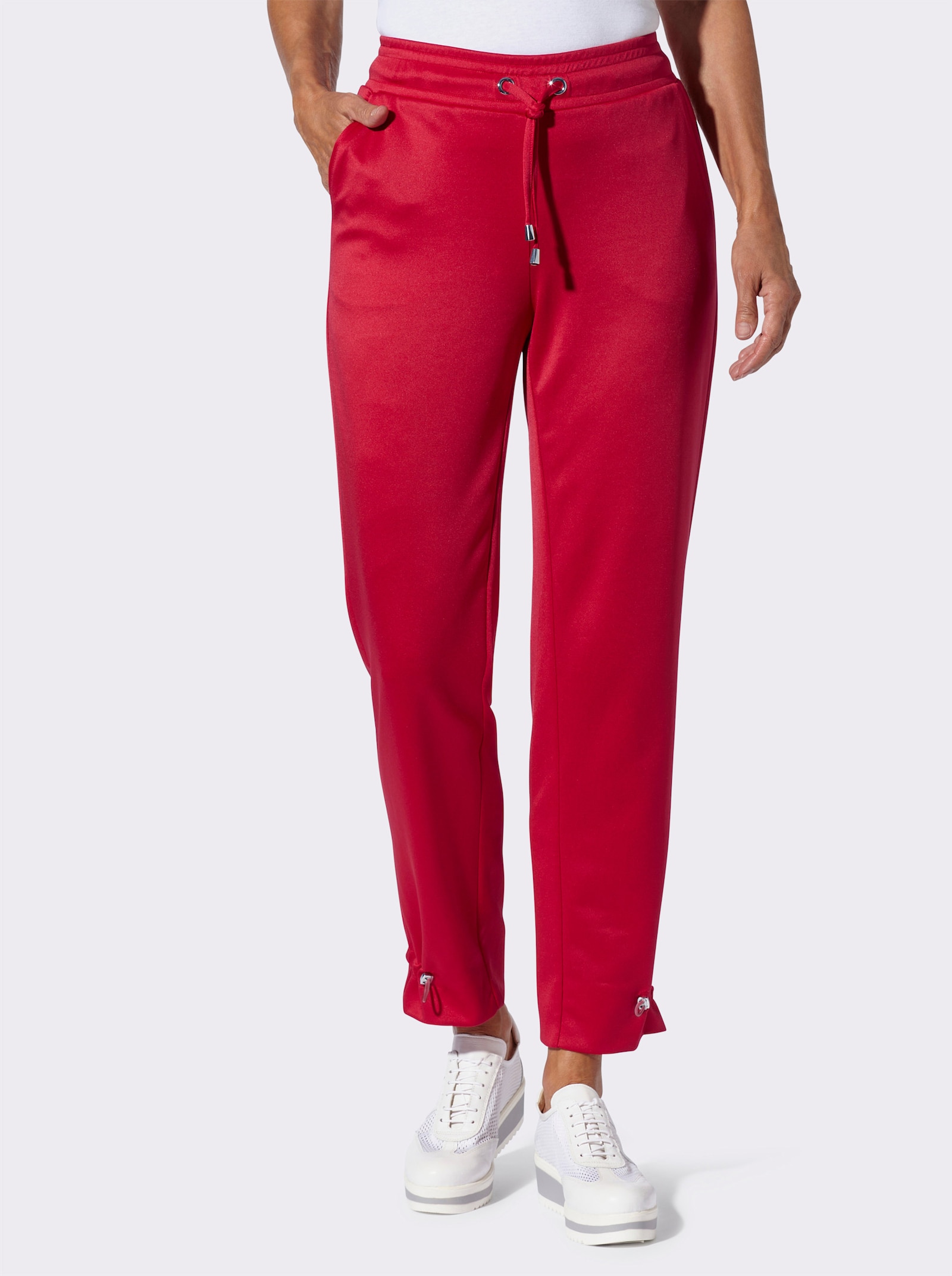 Jerseyhose mit verstellbarem Tunnelzug am Saum - rot