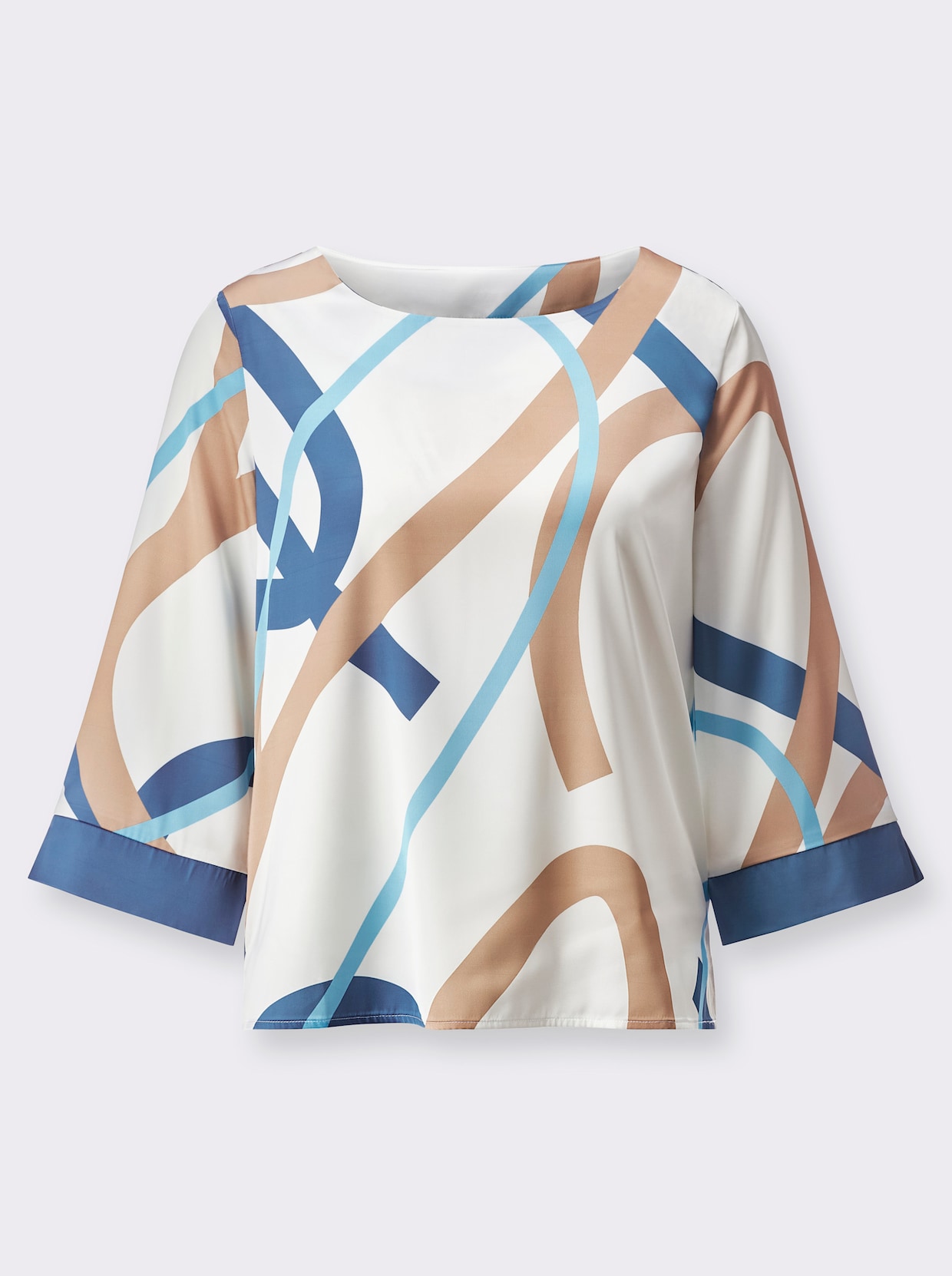 Druckbluse - ecru-camel-bedruckt