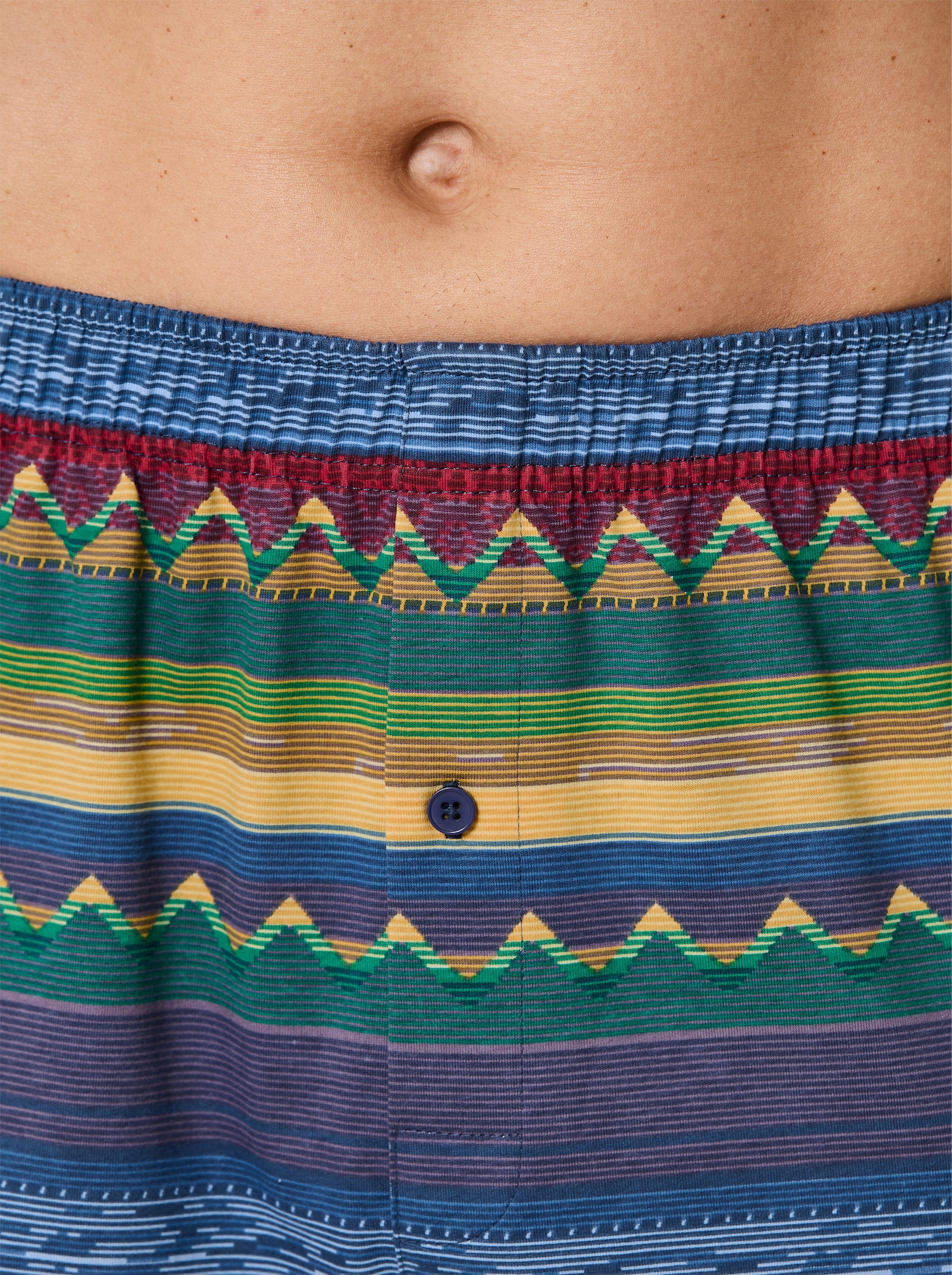 wäschepur men Boxershorts - jeansblau-bedruckt + dunkelblau + kirsche