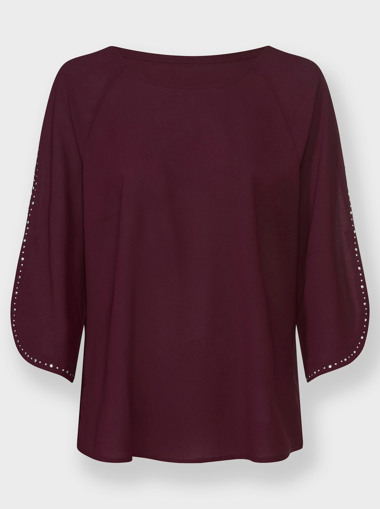 Comfortabele blouse met siersteentjes - bordeaux