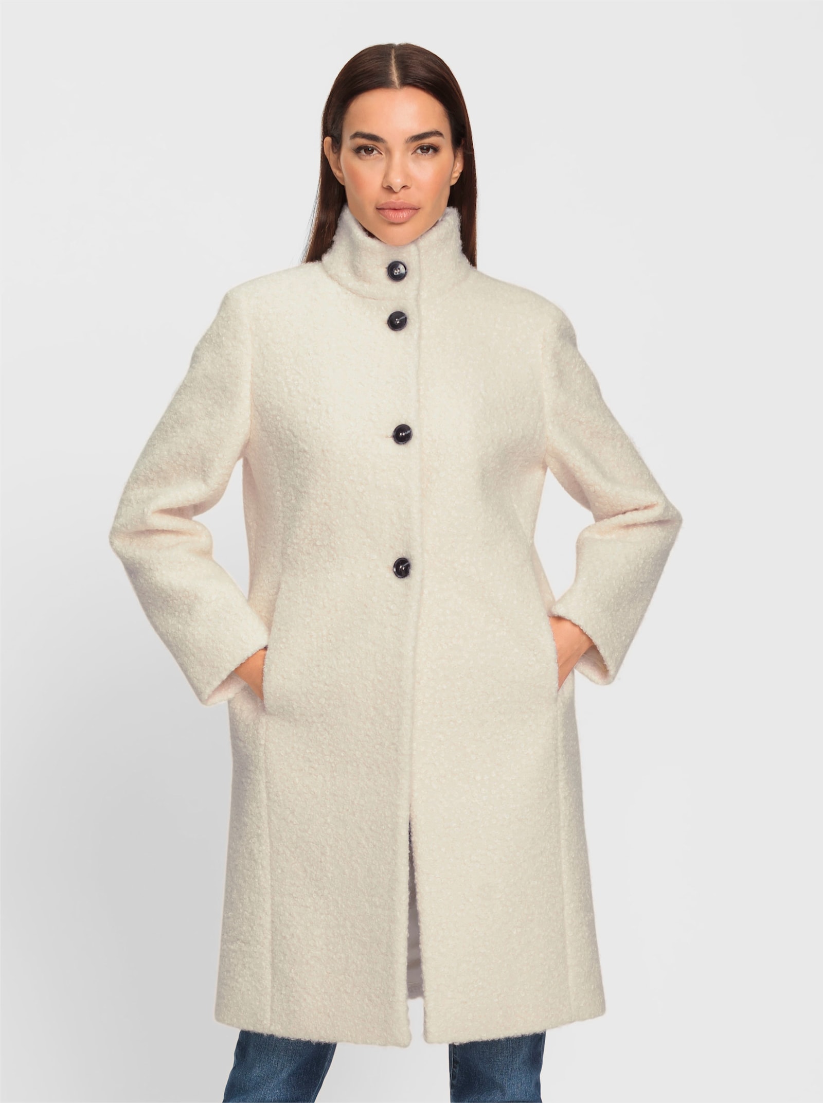 heine Manteau d'hiver avec col montant - couleur ivoire