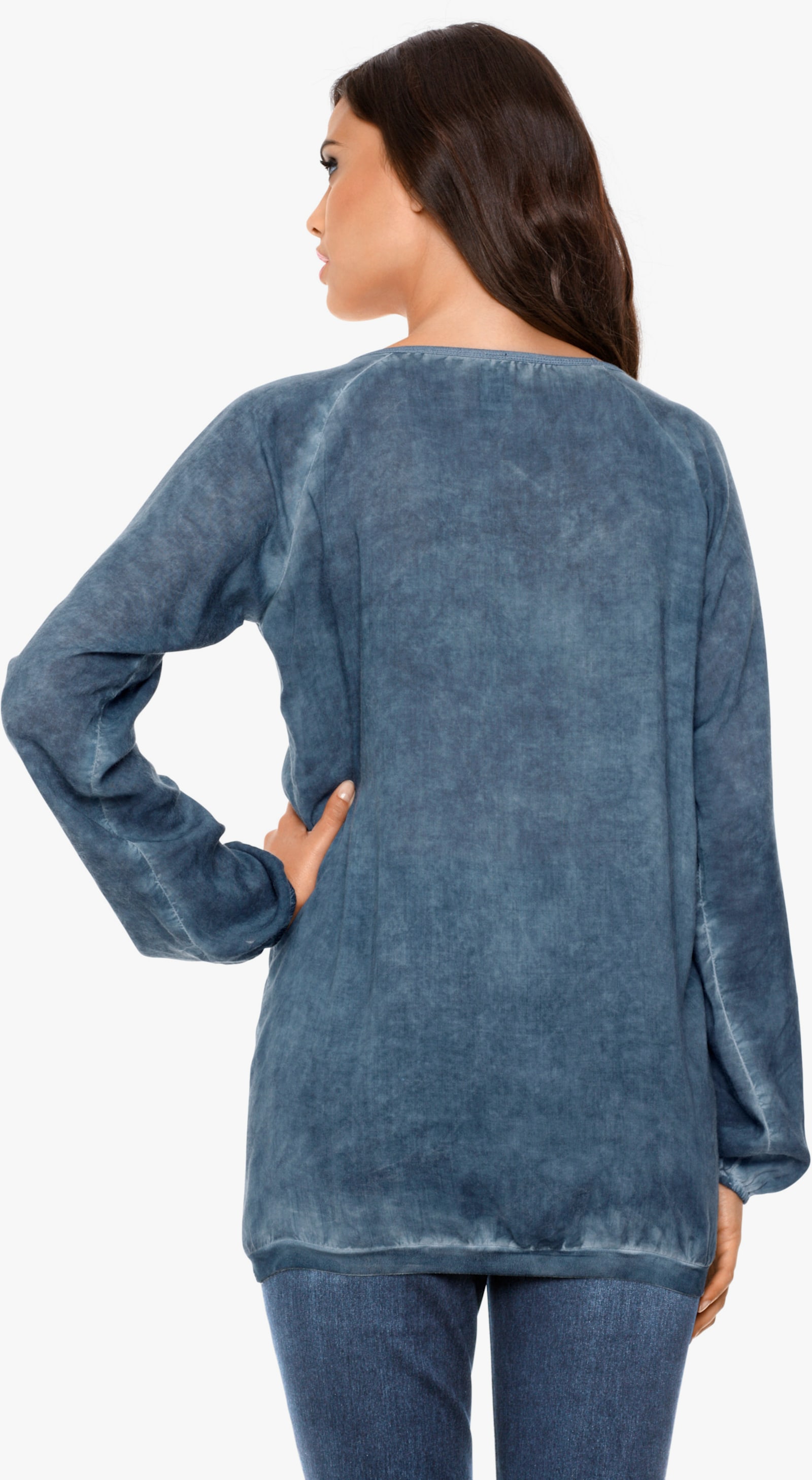 heine Shirtbluse in Oil-dyed-Waschung - jeansblau