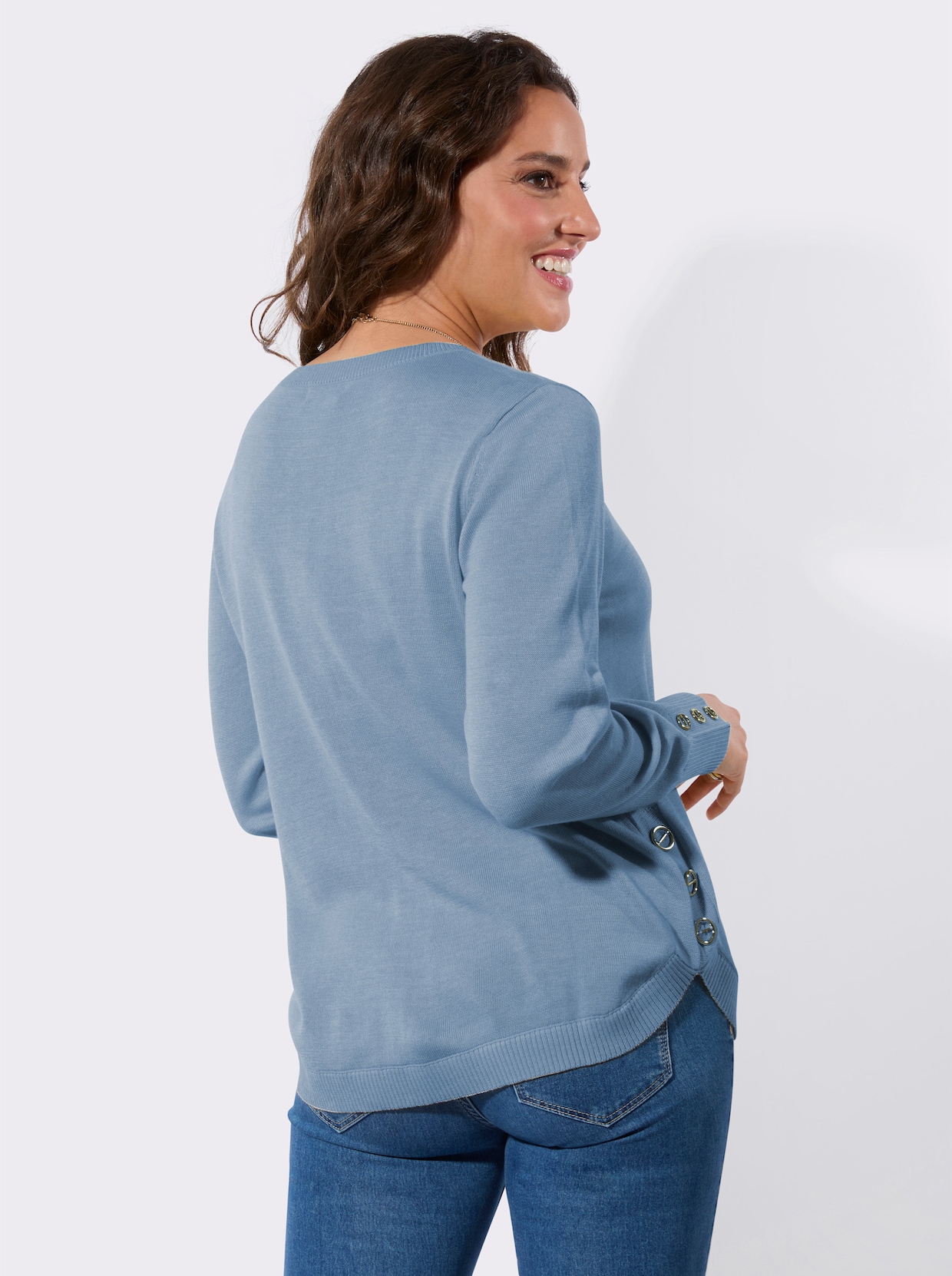 Langarm-Pullover - eisblau