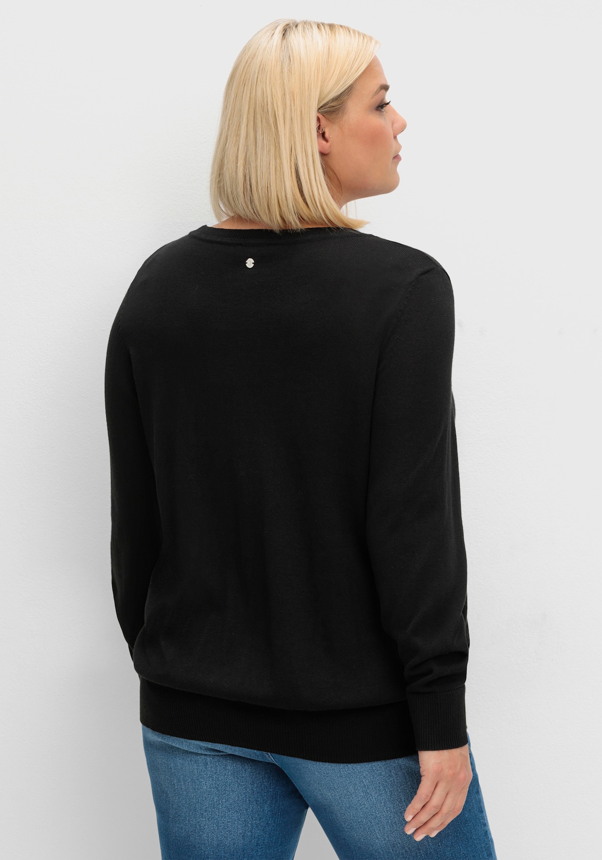 sheego Gebreide pullover - zwart