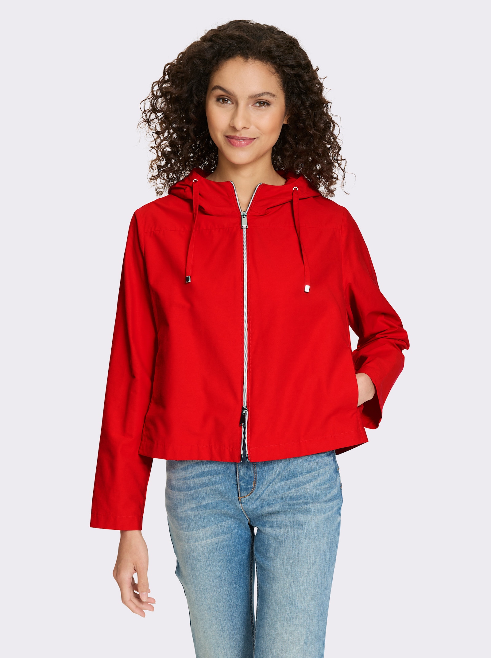 heine Kapuzenjacke mit 2-Wege-Zipper - rot