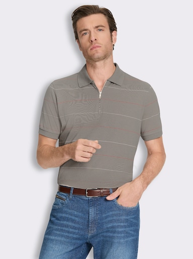 Marco Donati Kurzarmshirt mit garngefärbten Streifen - taupe-gestreift