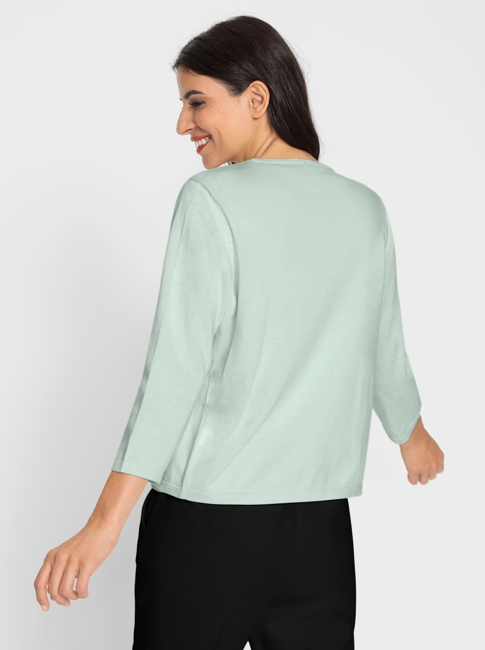 heine Fijn gebreid vest in open model - zacht mint