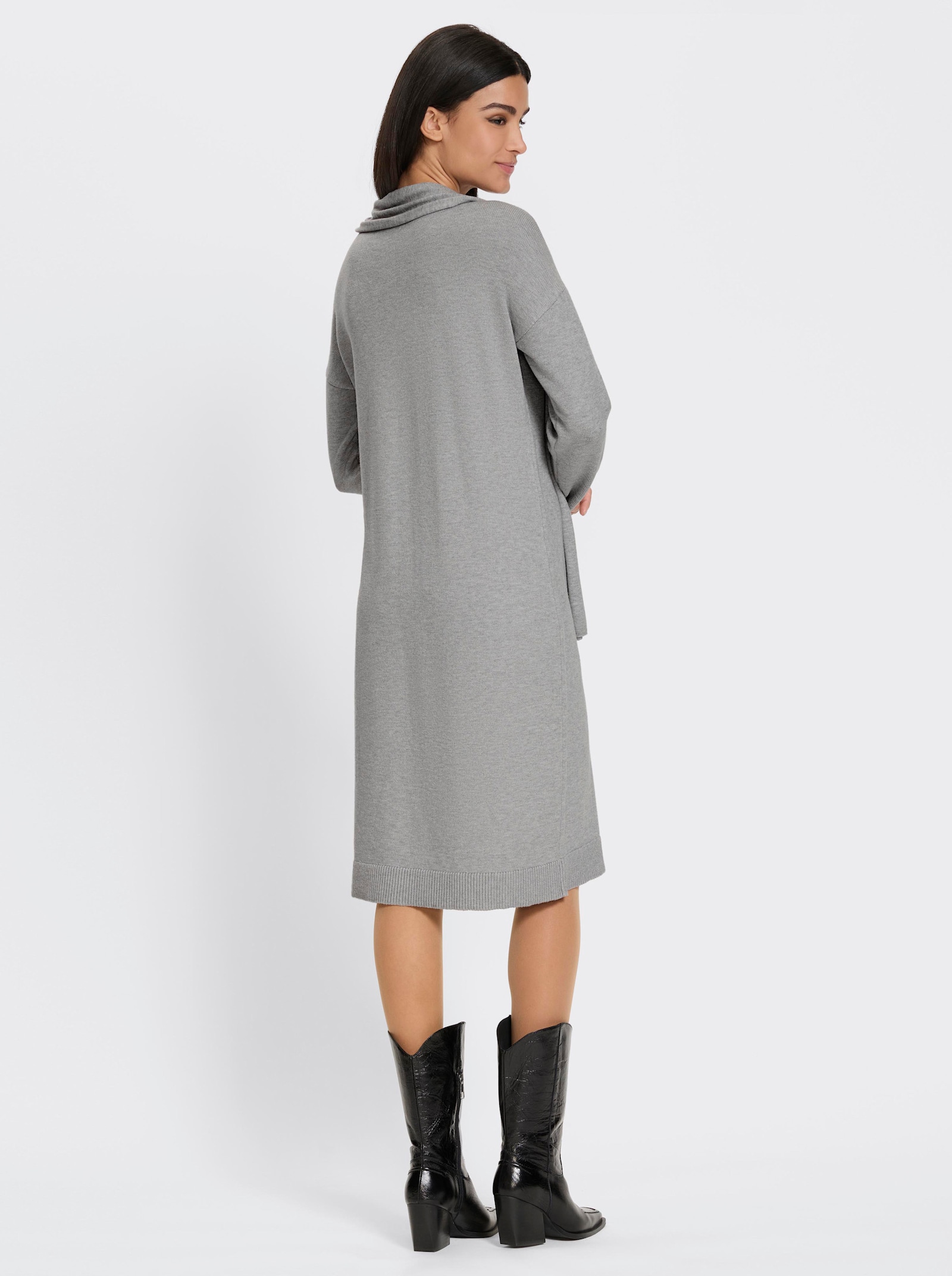heine Strickkleid mit Glitzerstreifen - steingrau-champagner-meliert