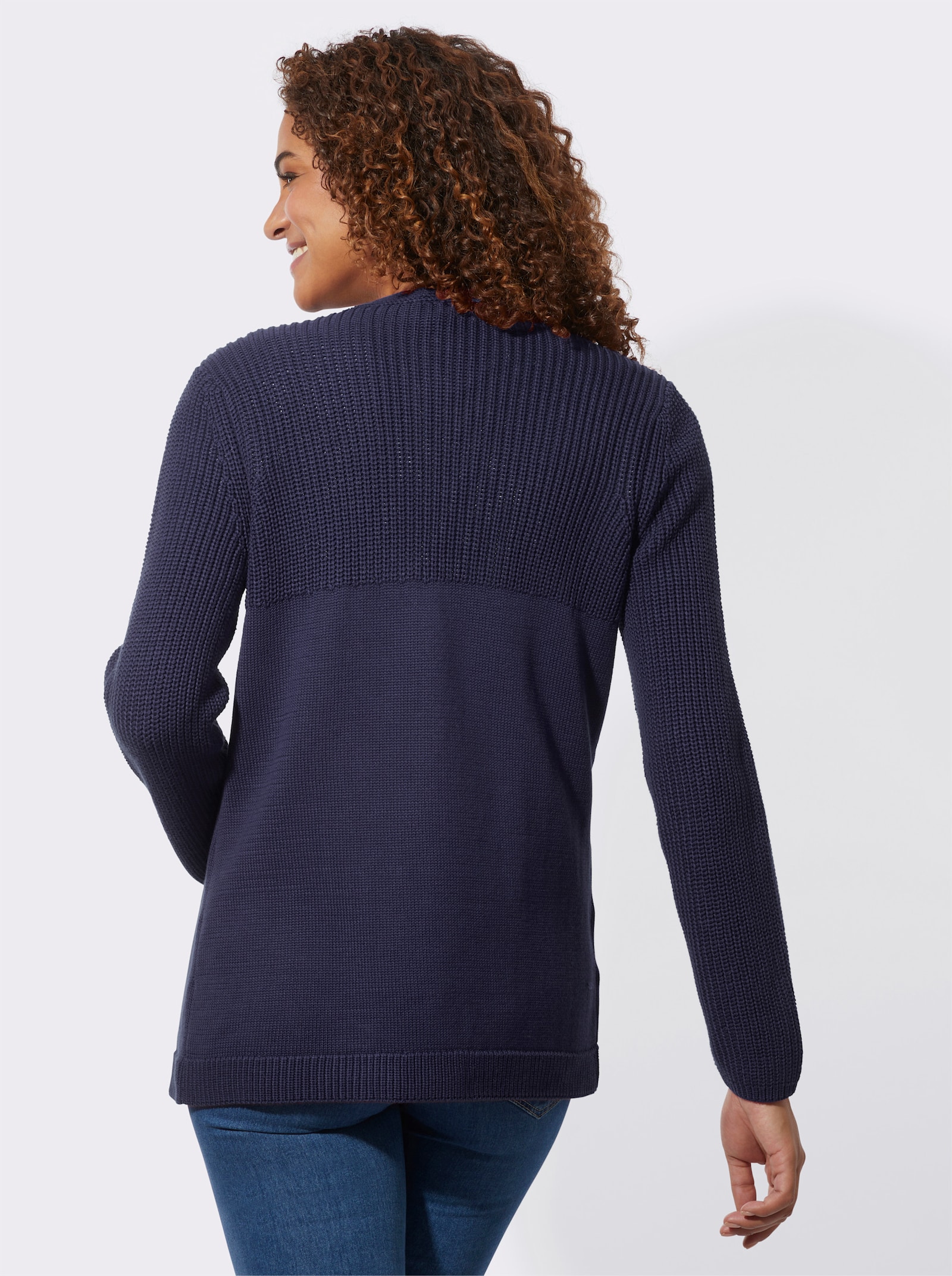 Strickjacke in langer, offener Form - marine