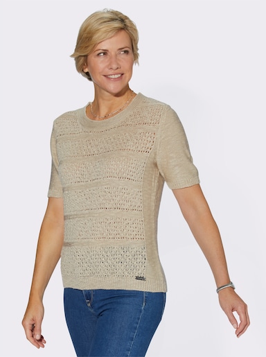 Pullover met korte mouwen - zand