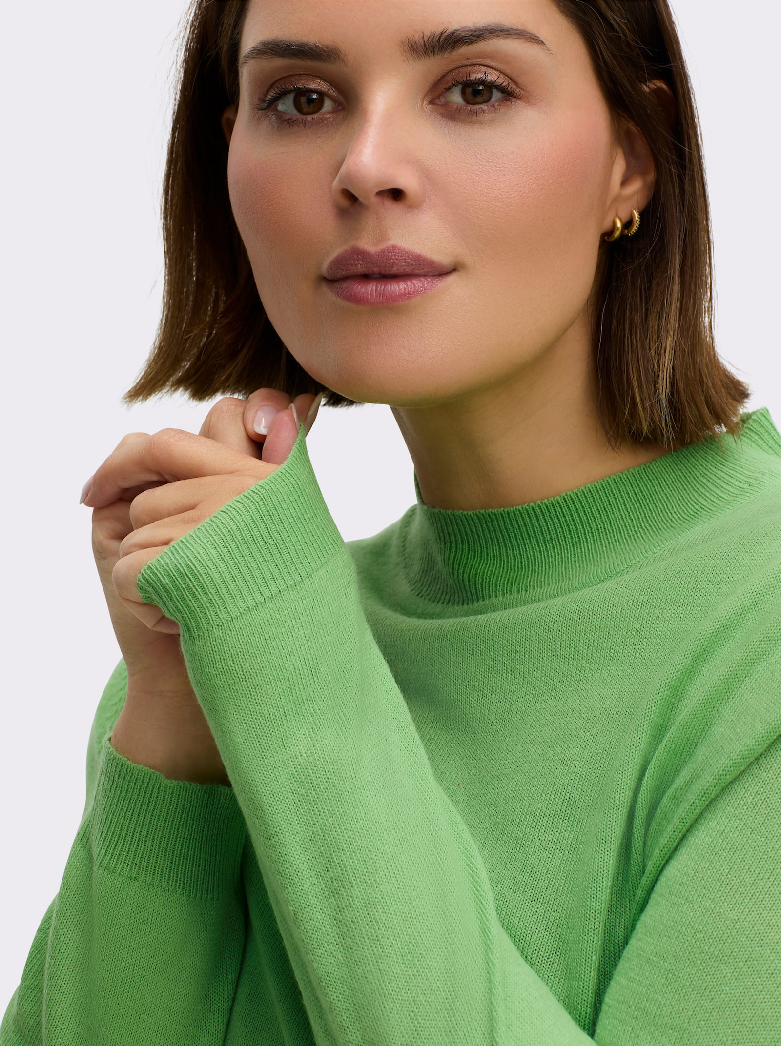 Stehkragenpullover weich wie Kaschmir - apfel