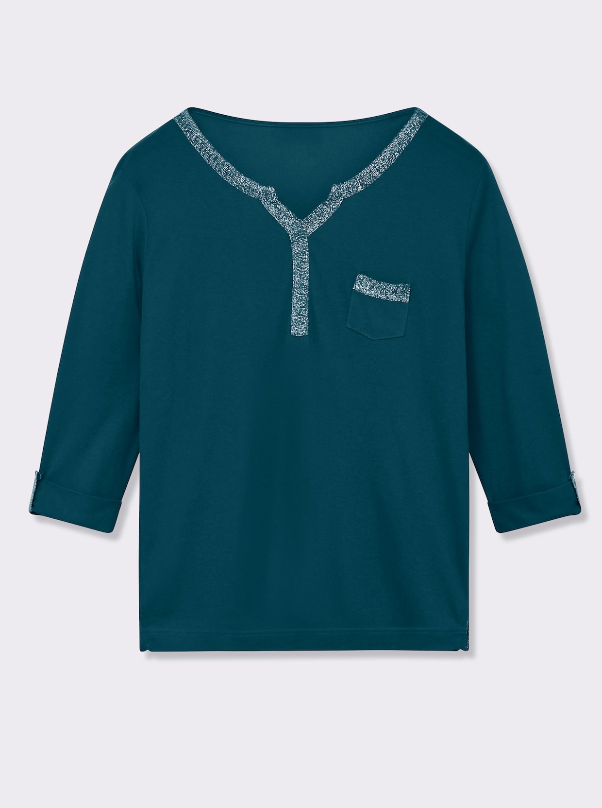 3/4-Arm-Shirt mit Glitzer-Details - petrol