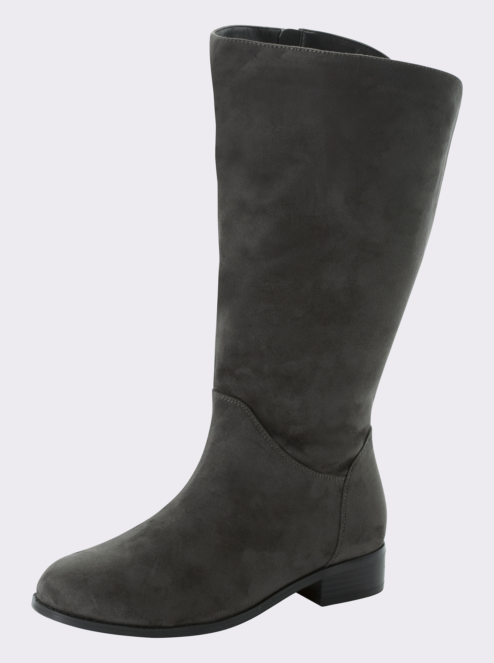 sheego Weitschaftstiefel in Wildleder-Optik - grau