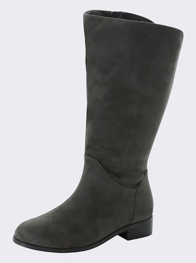 sheego Weitschaftstiefel in Wildleder-Optik - grau