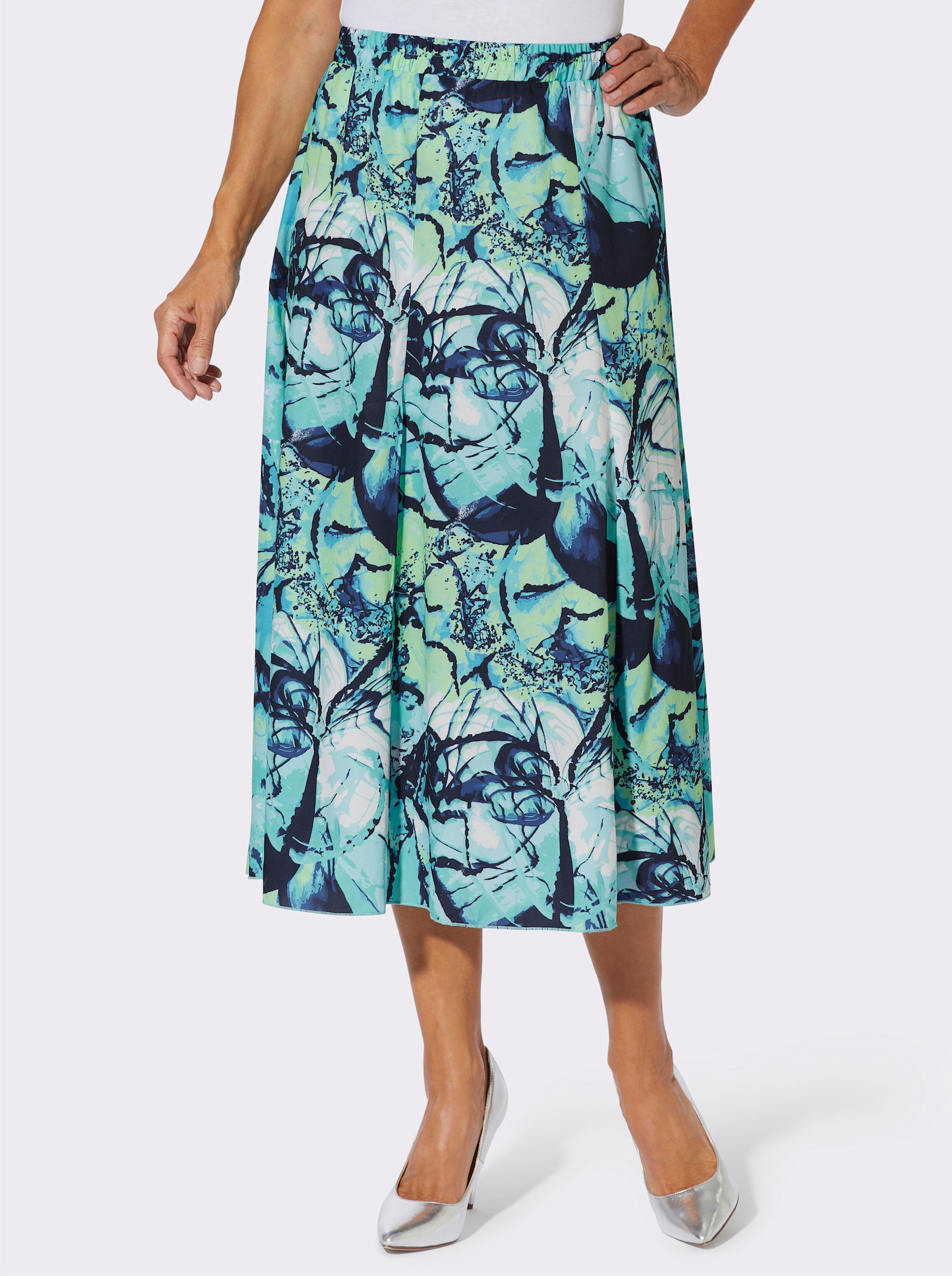 Navlékací sukně s potiskem - mořská-námořnická modrá-potisk